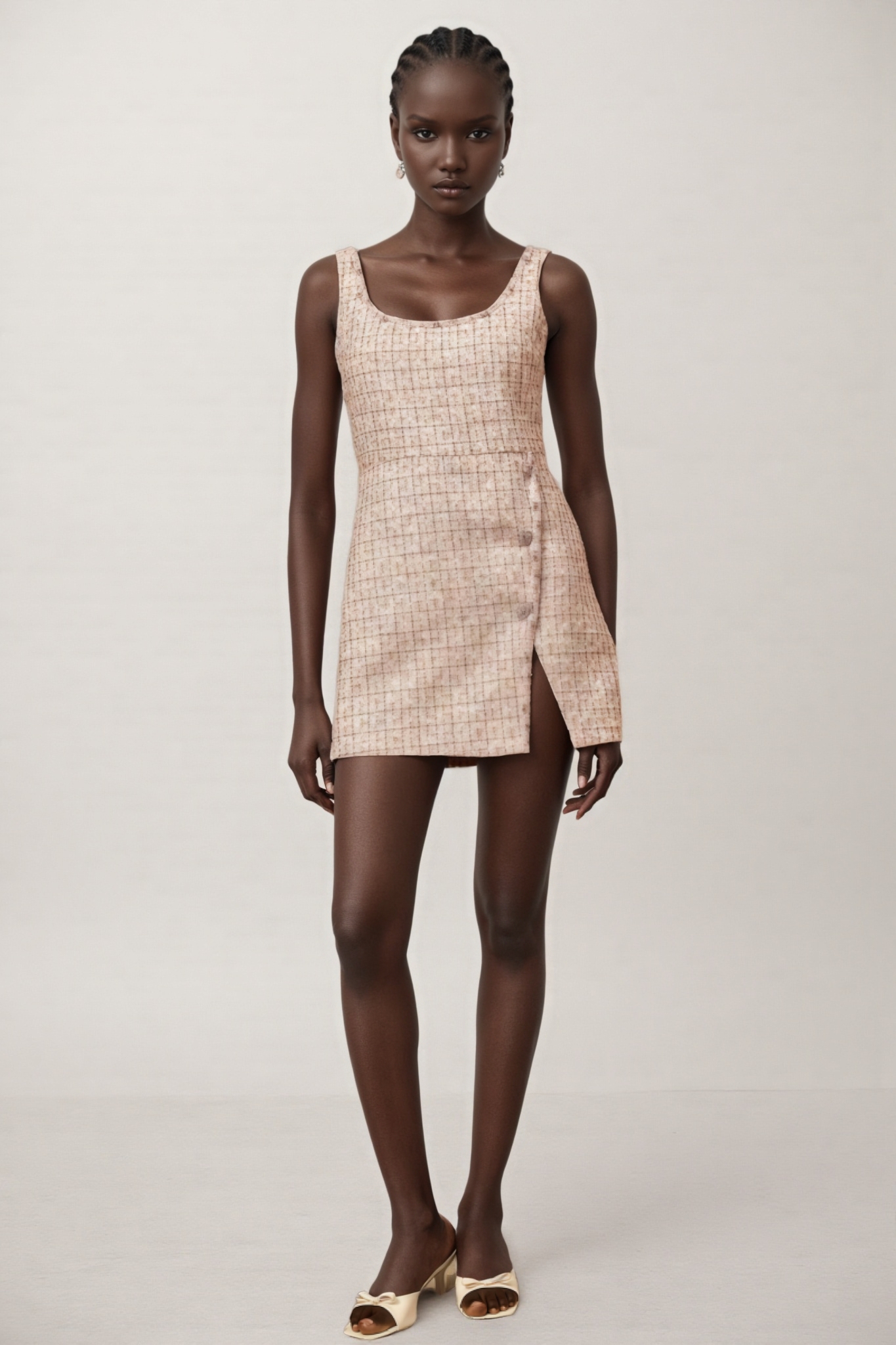 Huxle Pink Embellished Tweed Mini Dress