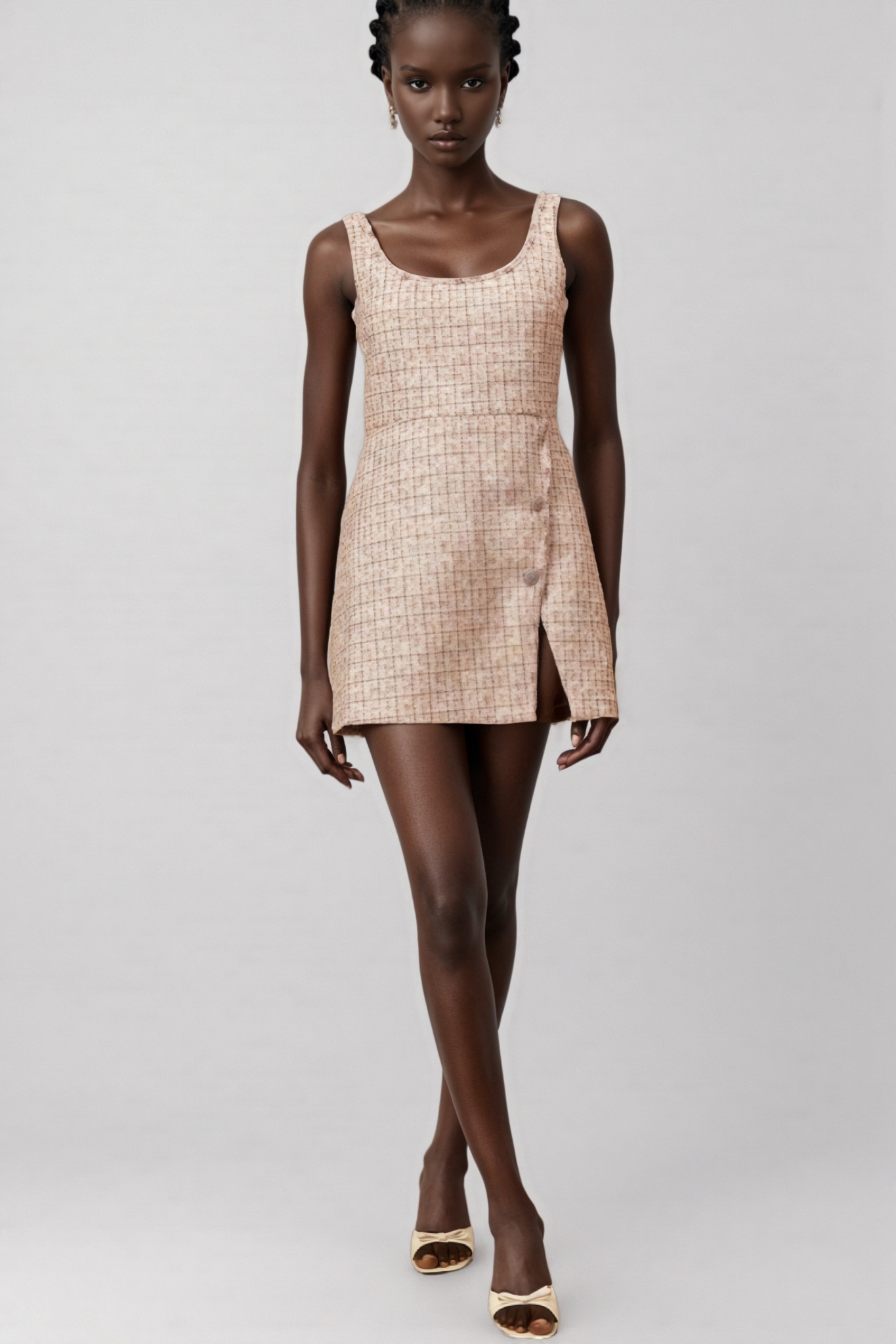 Huxle Pink Embellished Tweed Mini Dress