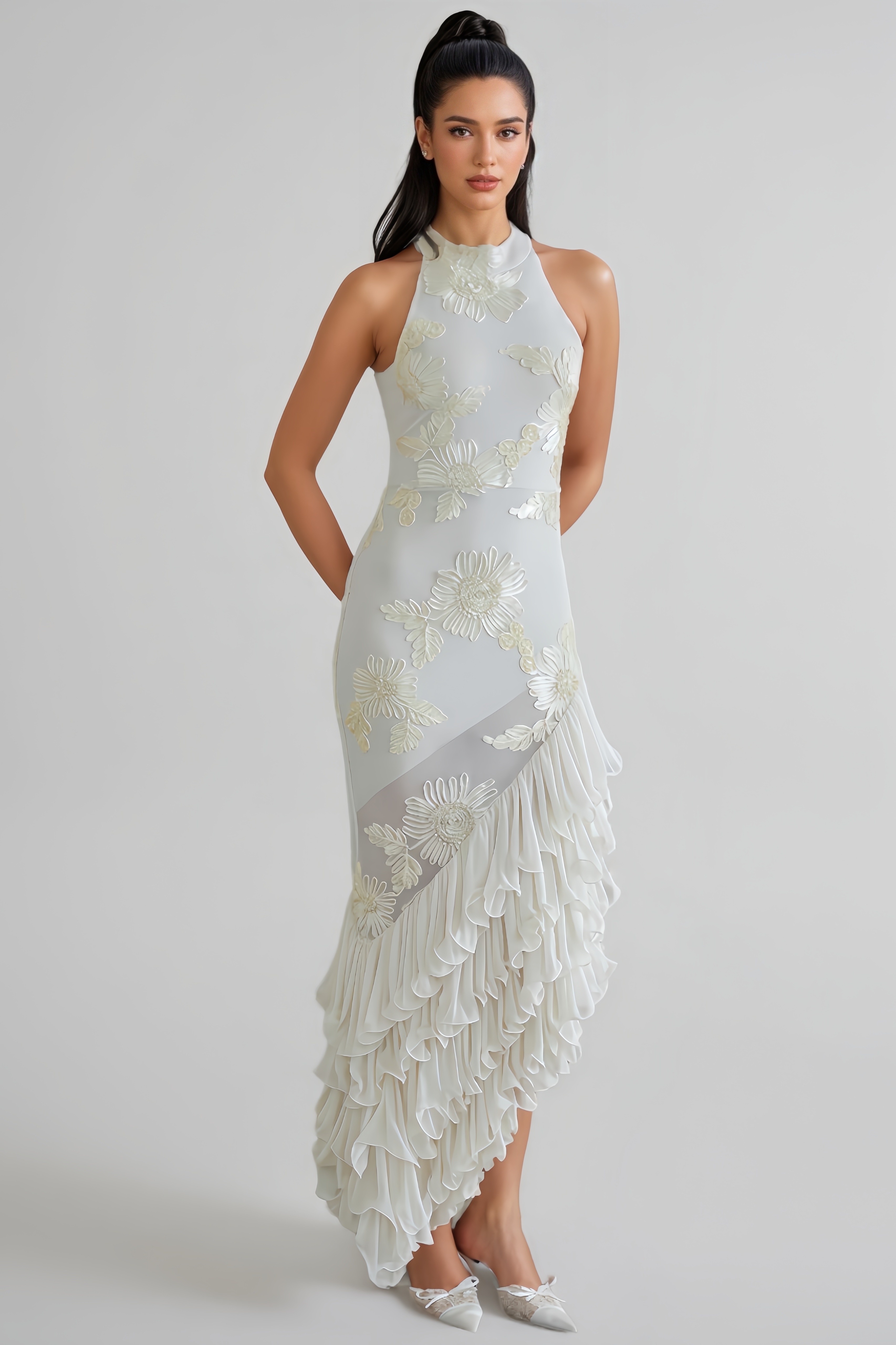 Bly Ruffled Floral Midi Dress