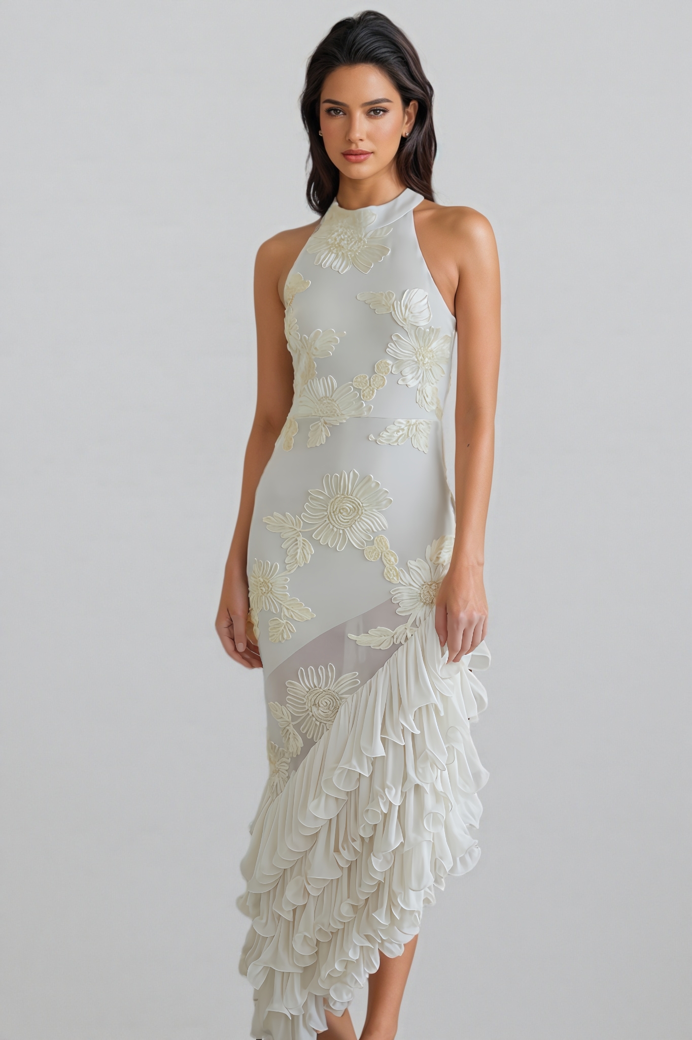 Bly Ruffled Floral Midi Dress