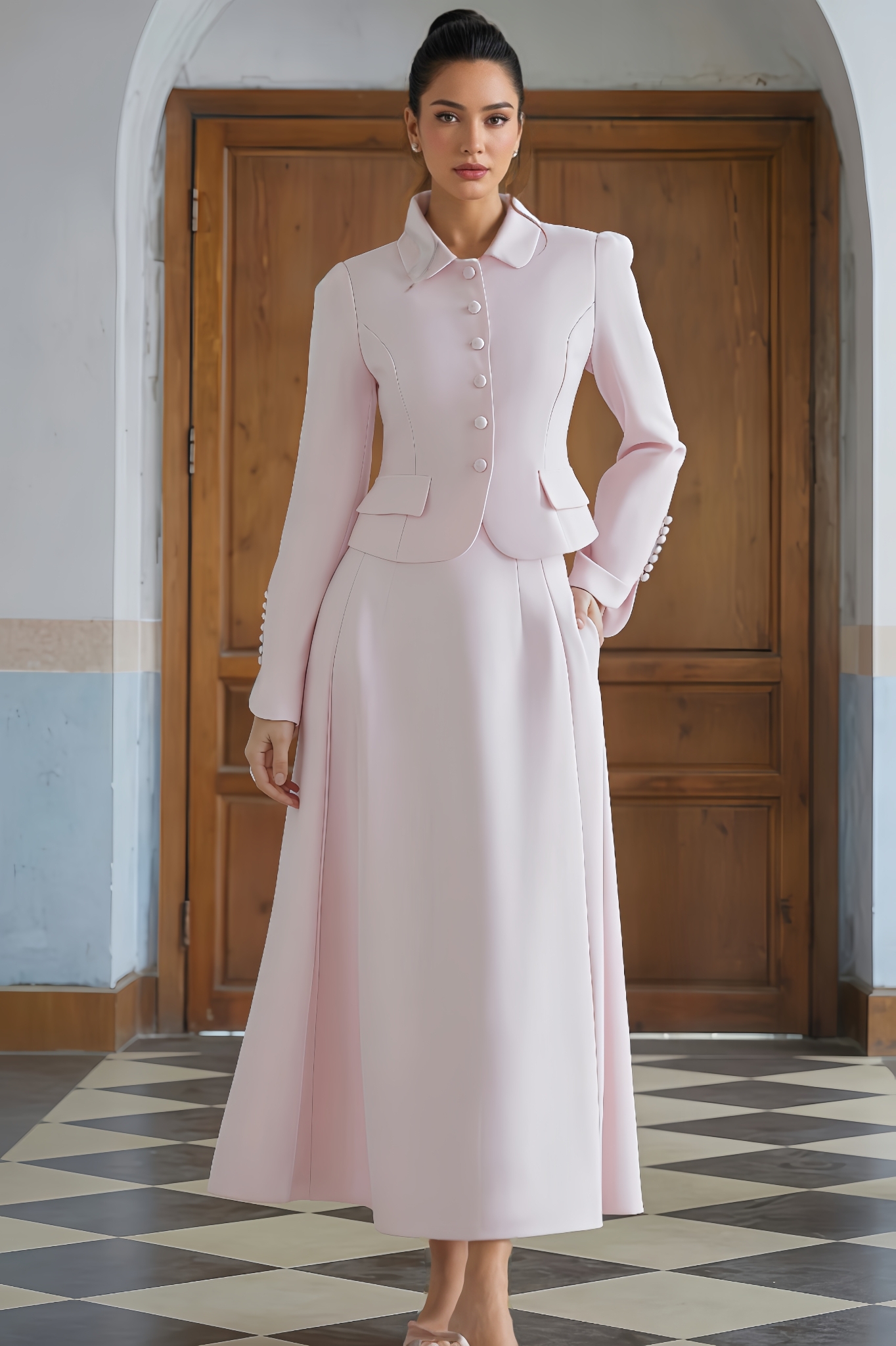 Eliza Collar Jacket & Skirt Set
