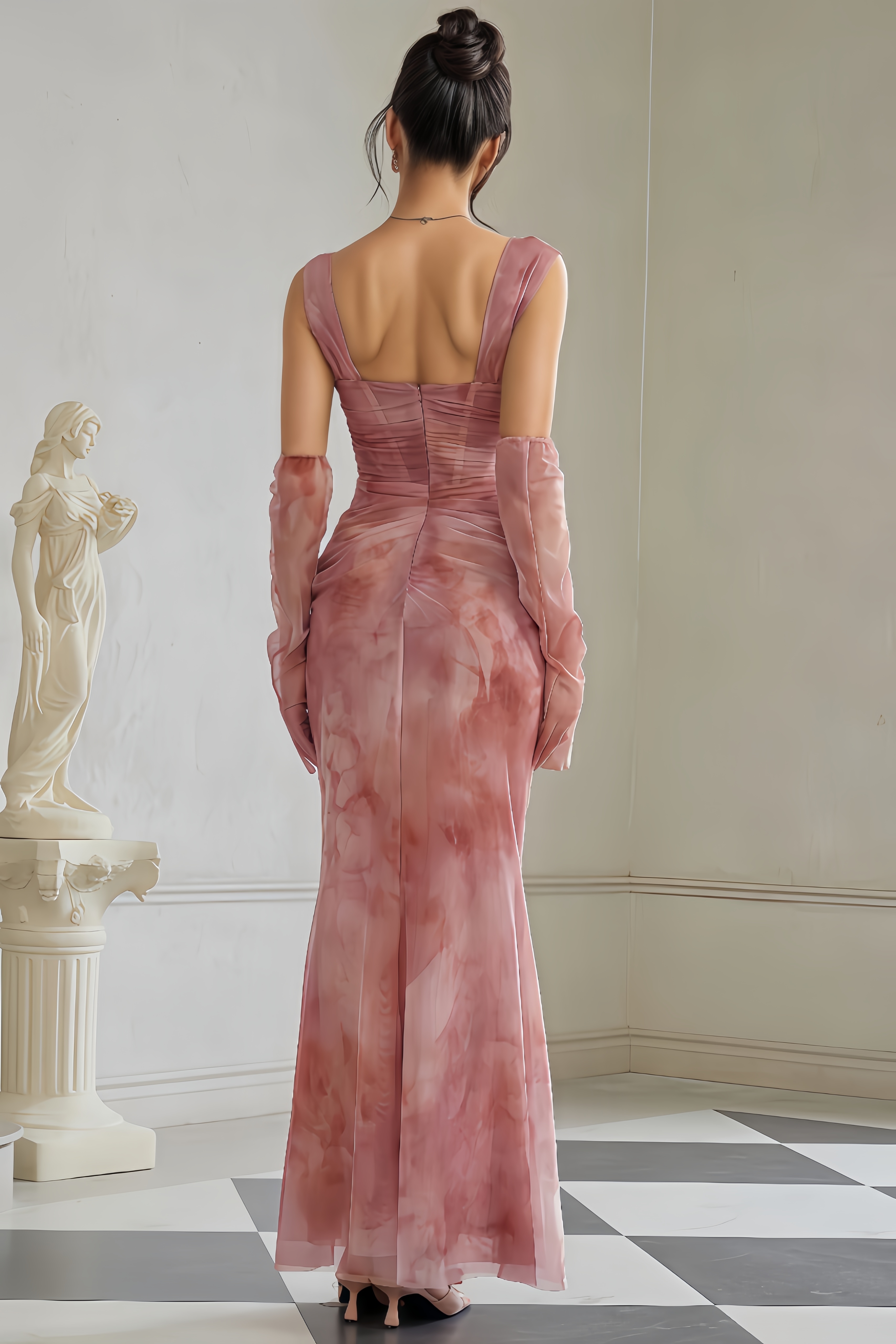 Ellis Ruched Tulle Maxi Dress