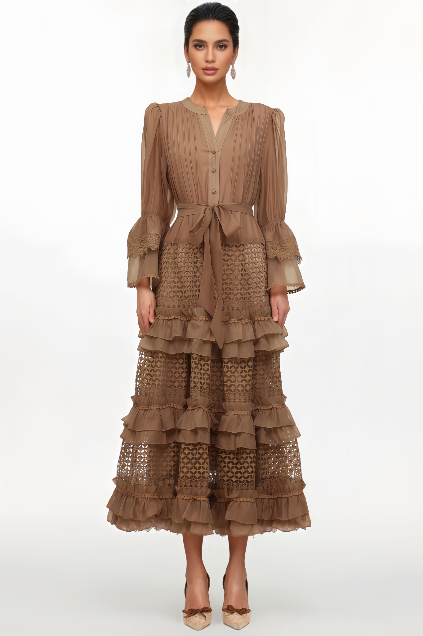 Thisbe Long Sleeve Lace Midi Dress