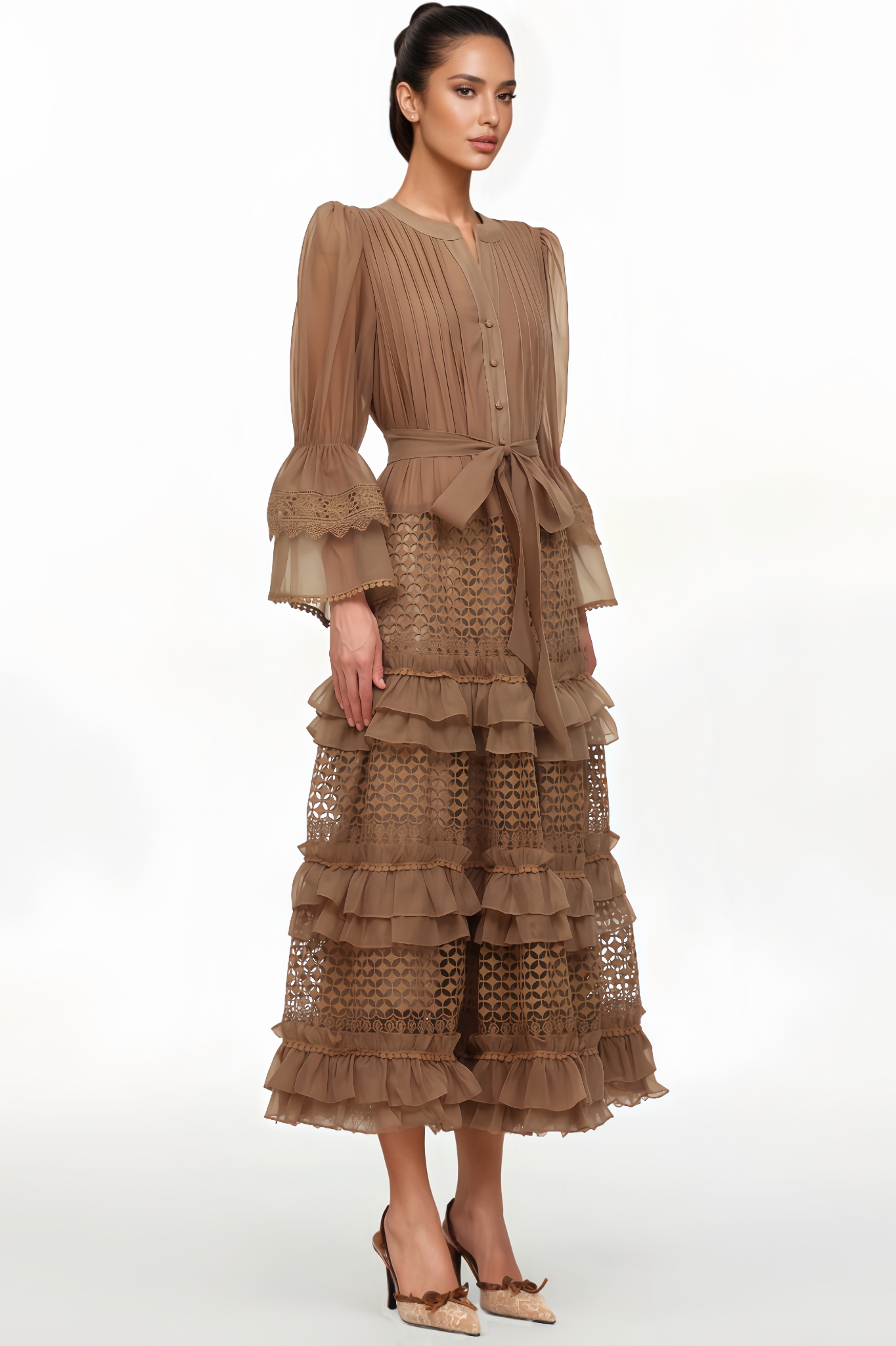 Thisbe Long Sleeve Lace Midi Dress