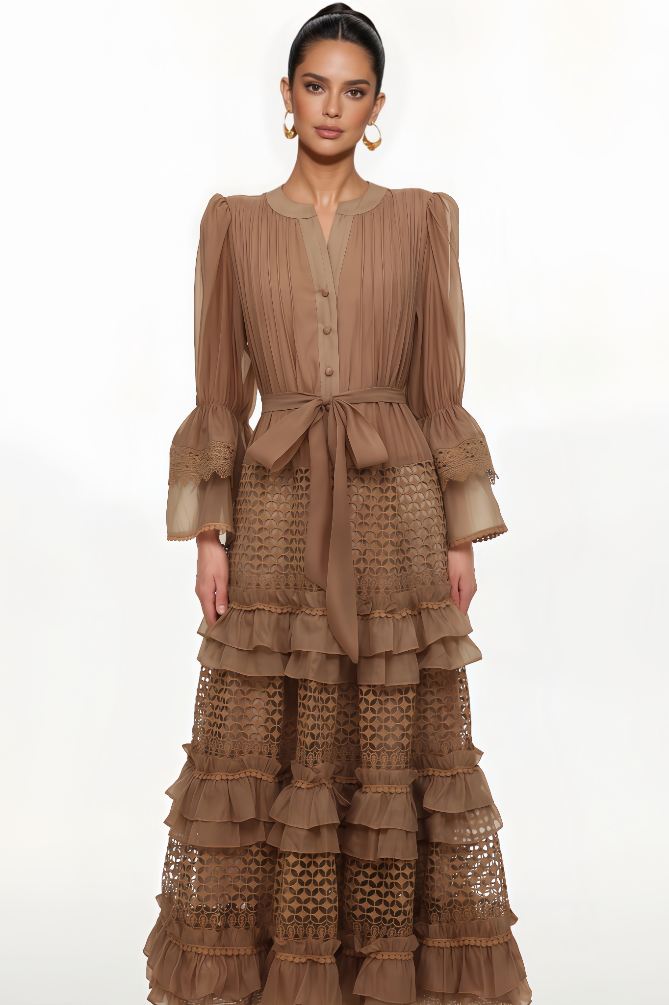 Thisbe Long Sleeve Lace Midi Dress