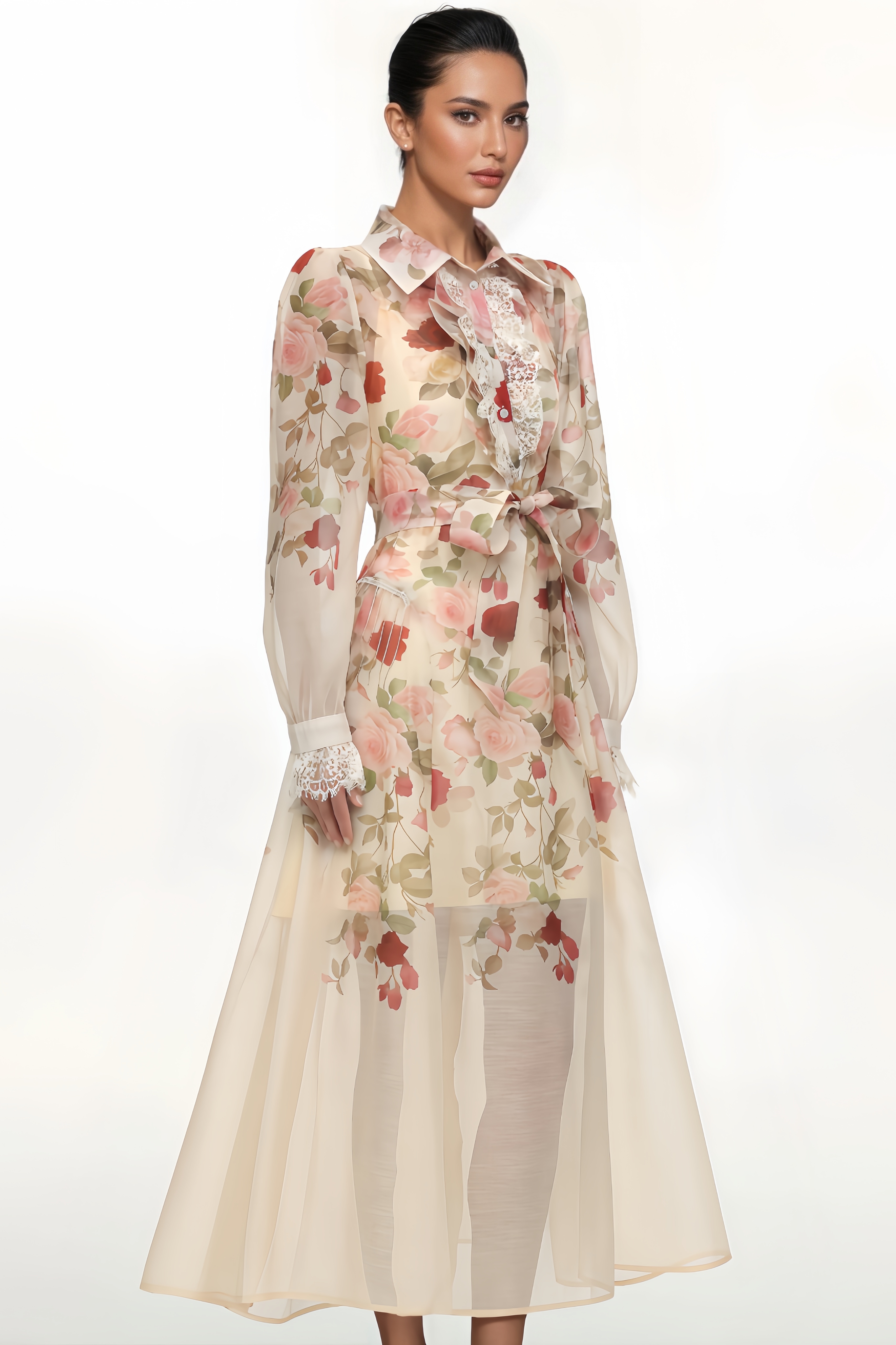 Esther Long-Sleeved Printed Maxi Dress