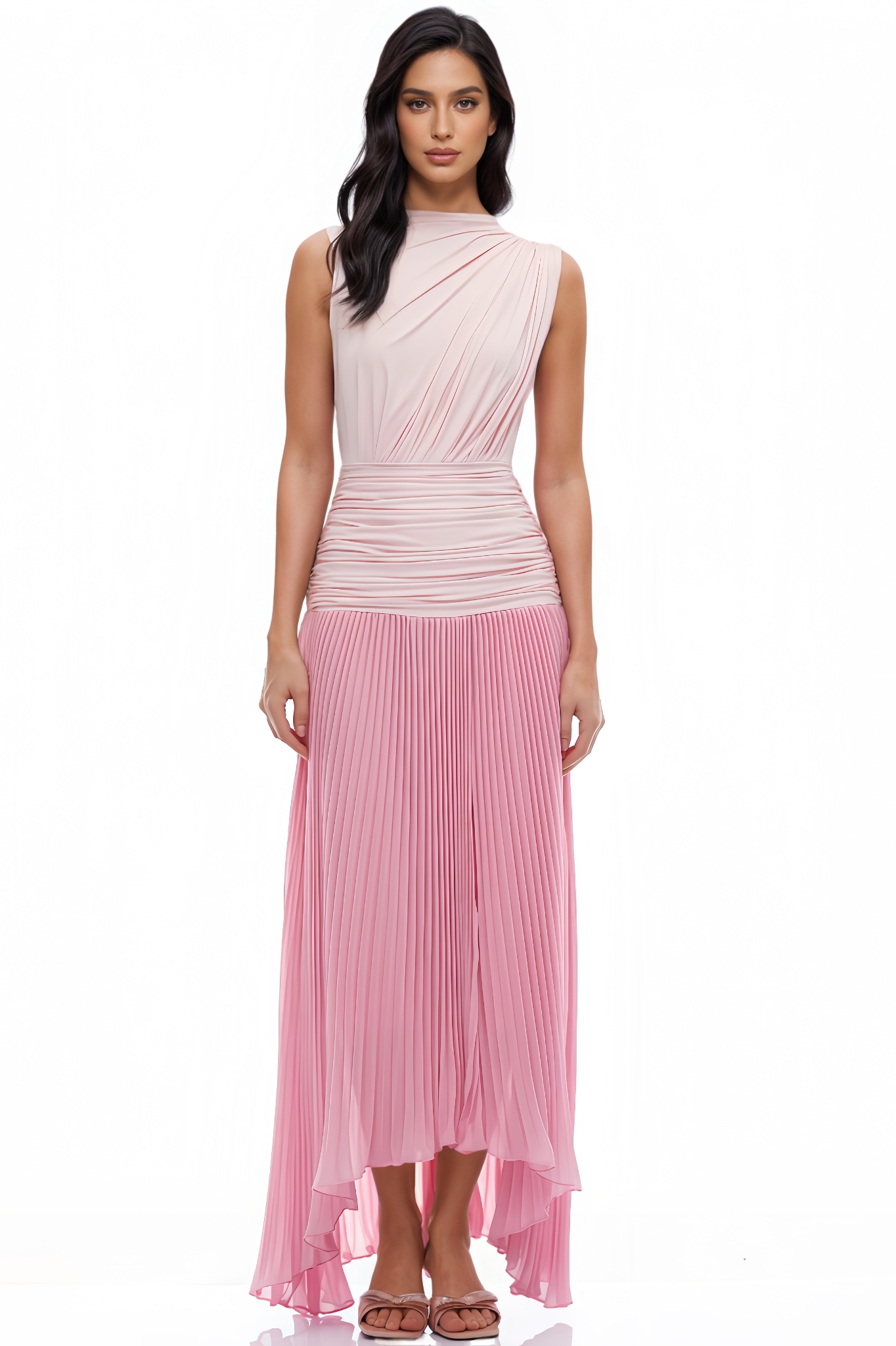 Barbara Gradient Ruched Pleated Maxi Dress