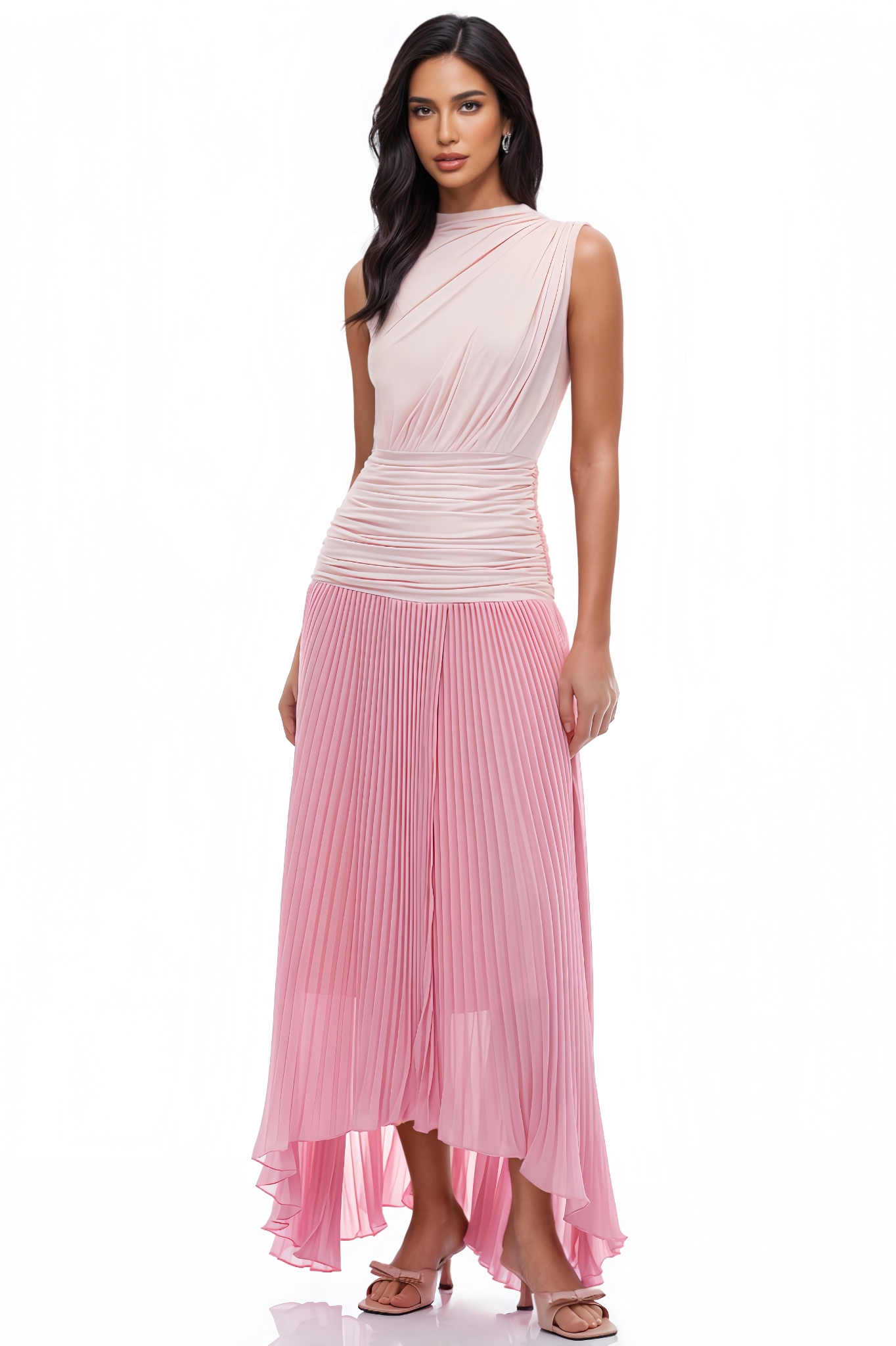 Barbara Gradient Ruched Pleated Maxi Dress