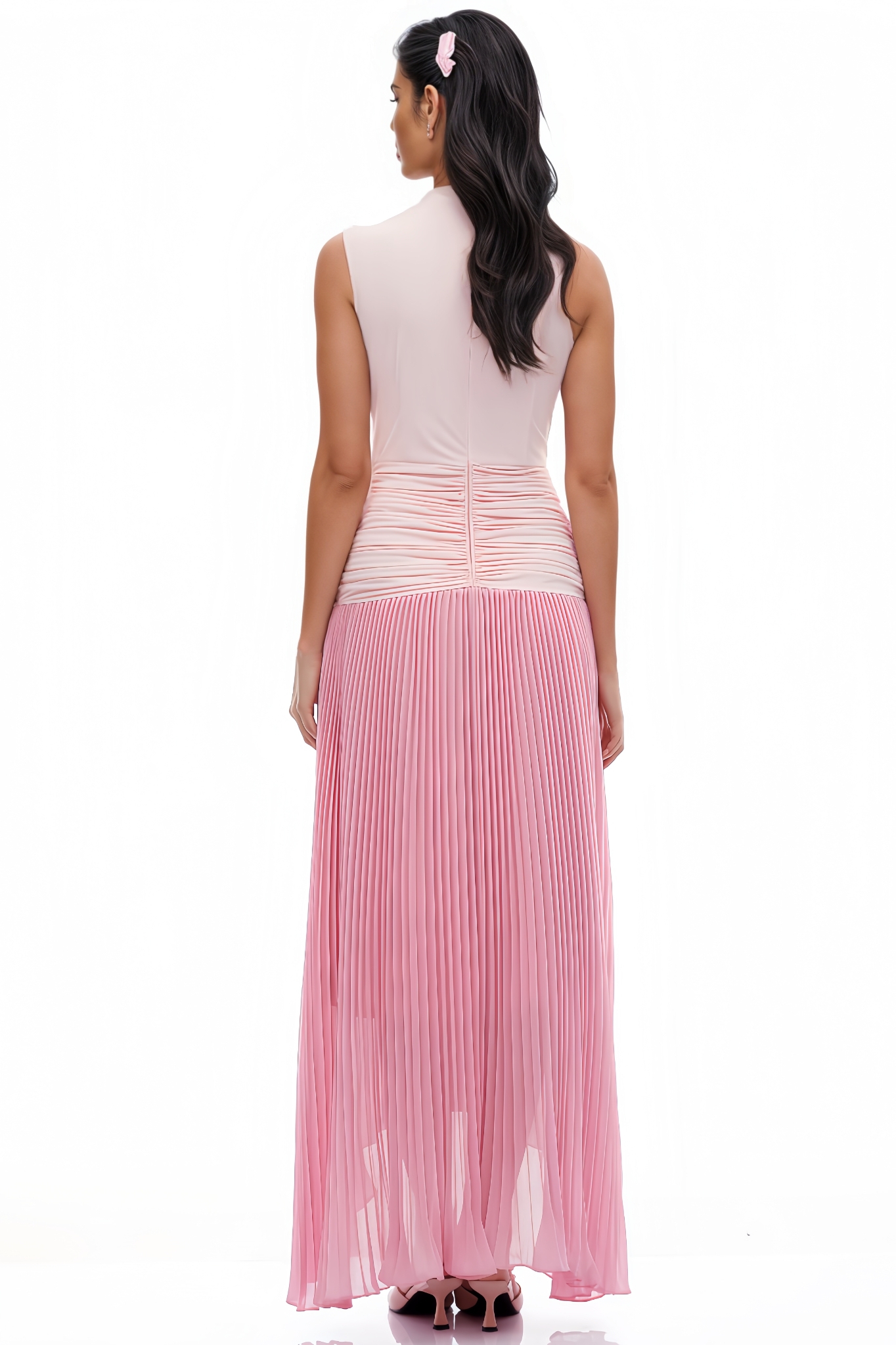 Barbara Gradient Ruched Pleated Maxi Dress