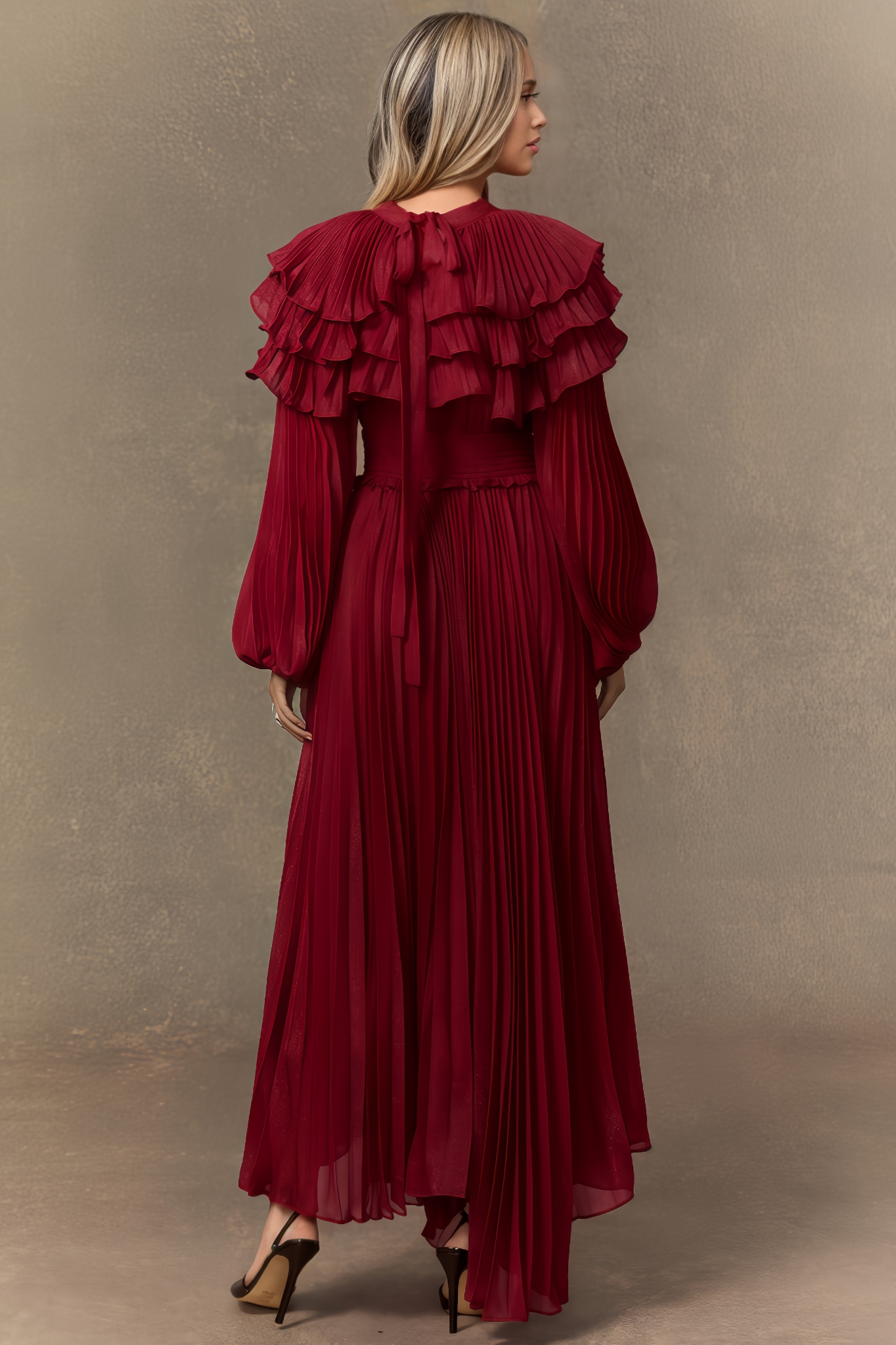 Mavisx Ruffle Pleated Maxi Dress