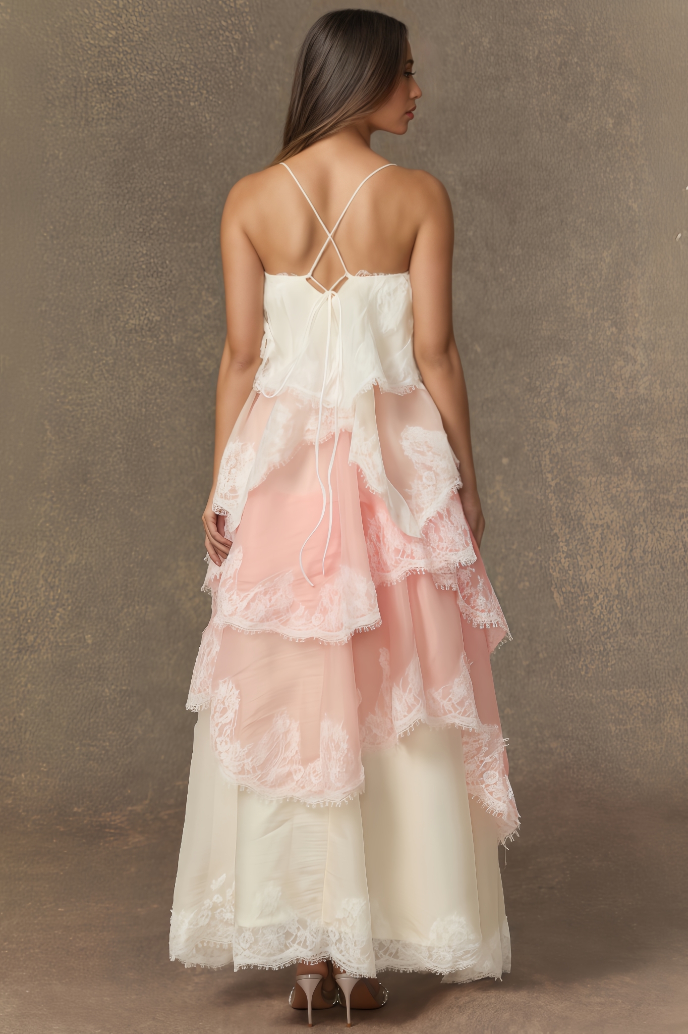 Fern Pink Irregular Tiered Maxi Dress