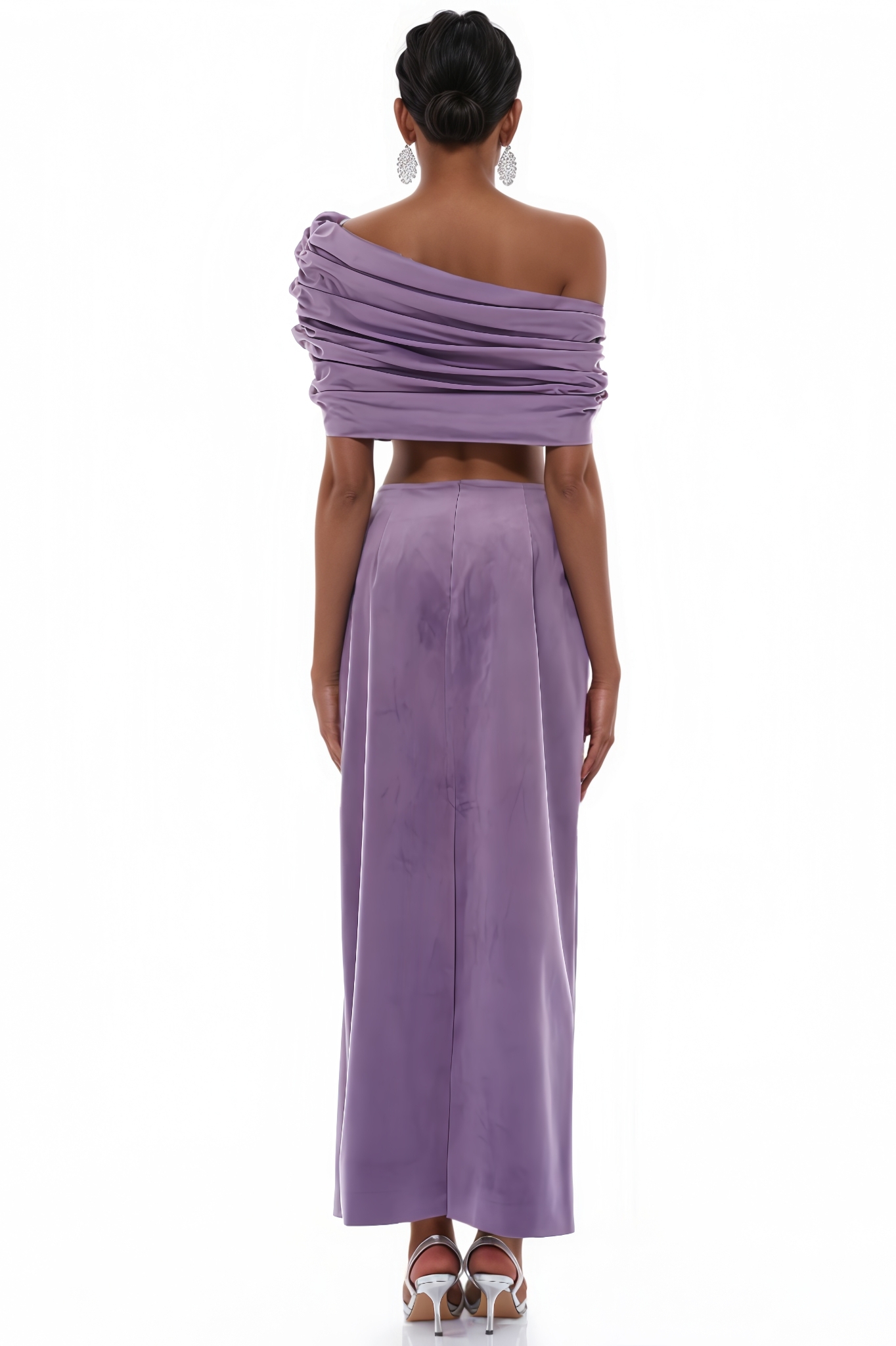 Kerra Purple Asymmetrical Velvet Top & Skirt Set