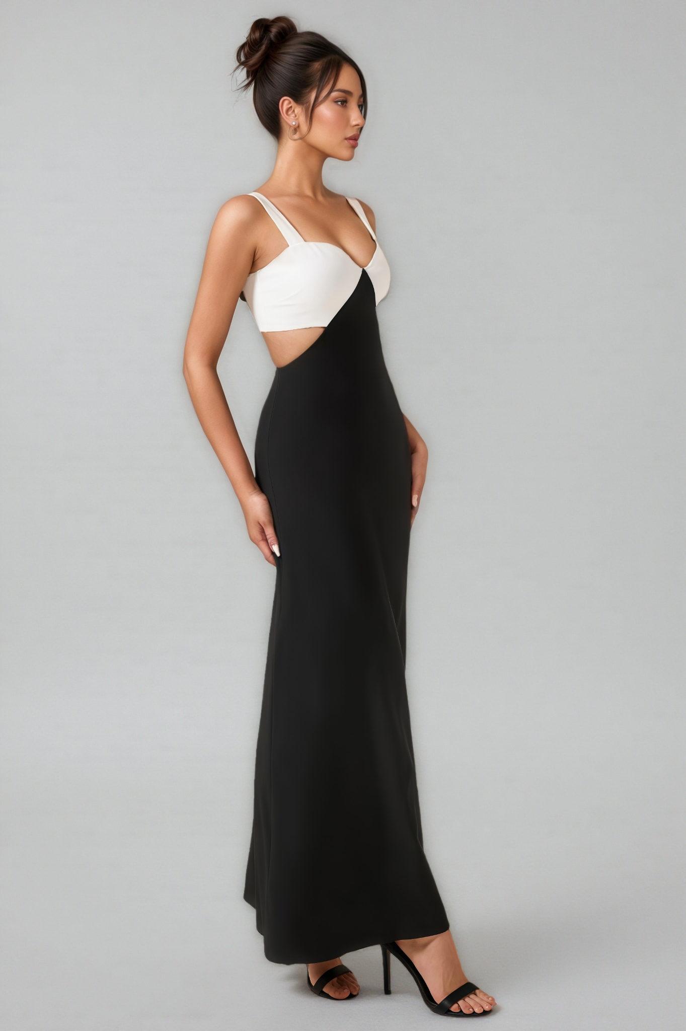 Garin Square Neck Cut-Out Midi Dress