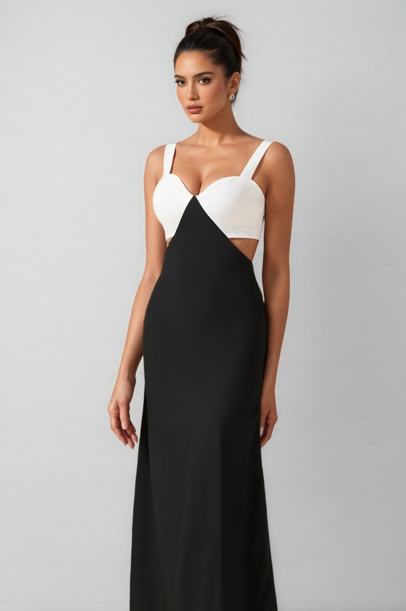 Garin Square Neck Cut-Out Midi Dress