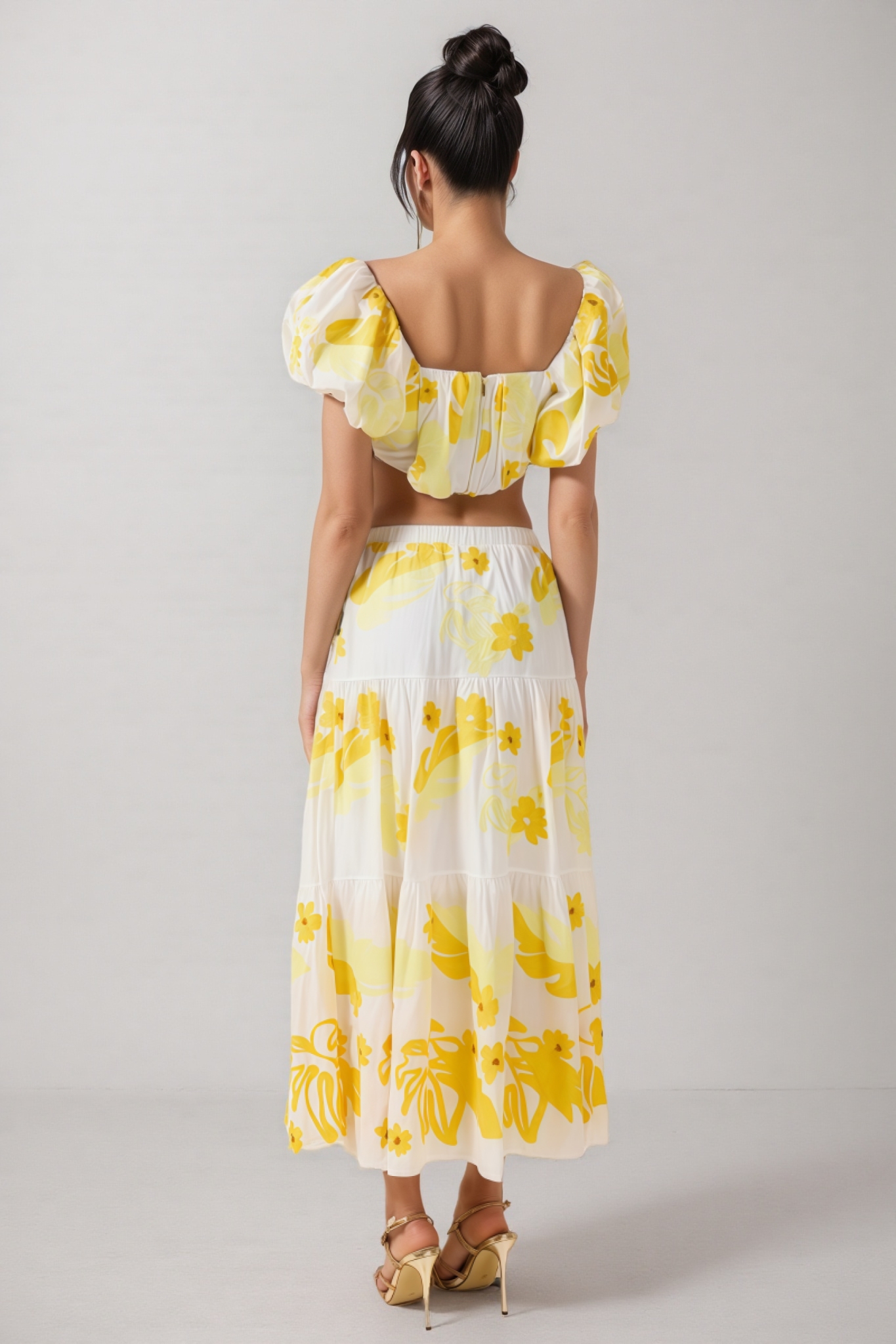 Amys Embroidery High Waist Midi Dress Set