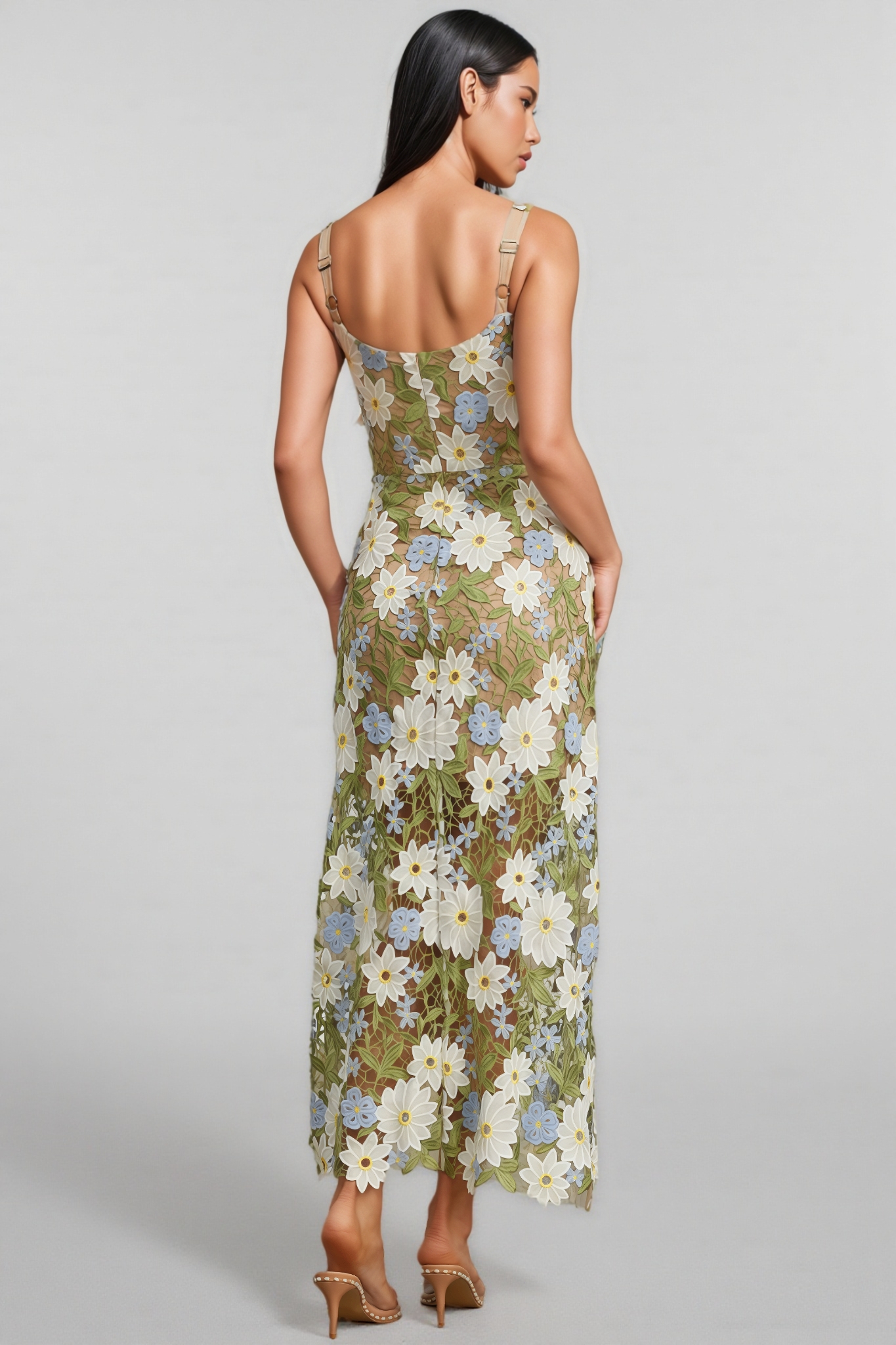 Loralie Botanica Sleeveless Embroidered Midi Dress