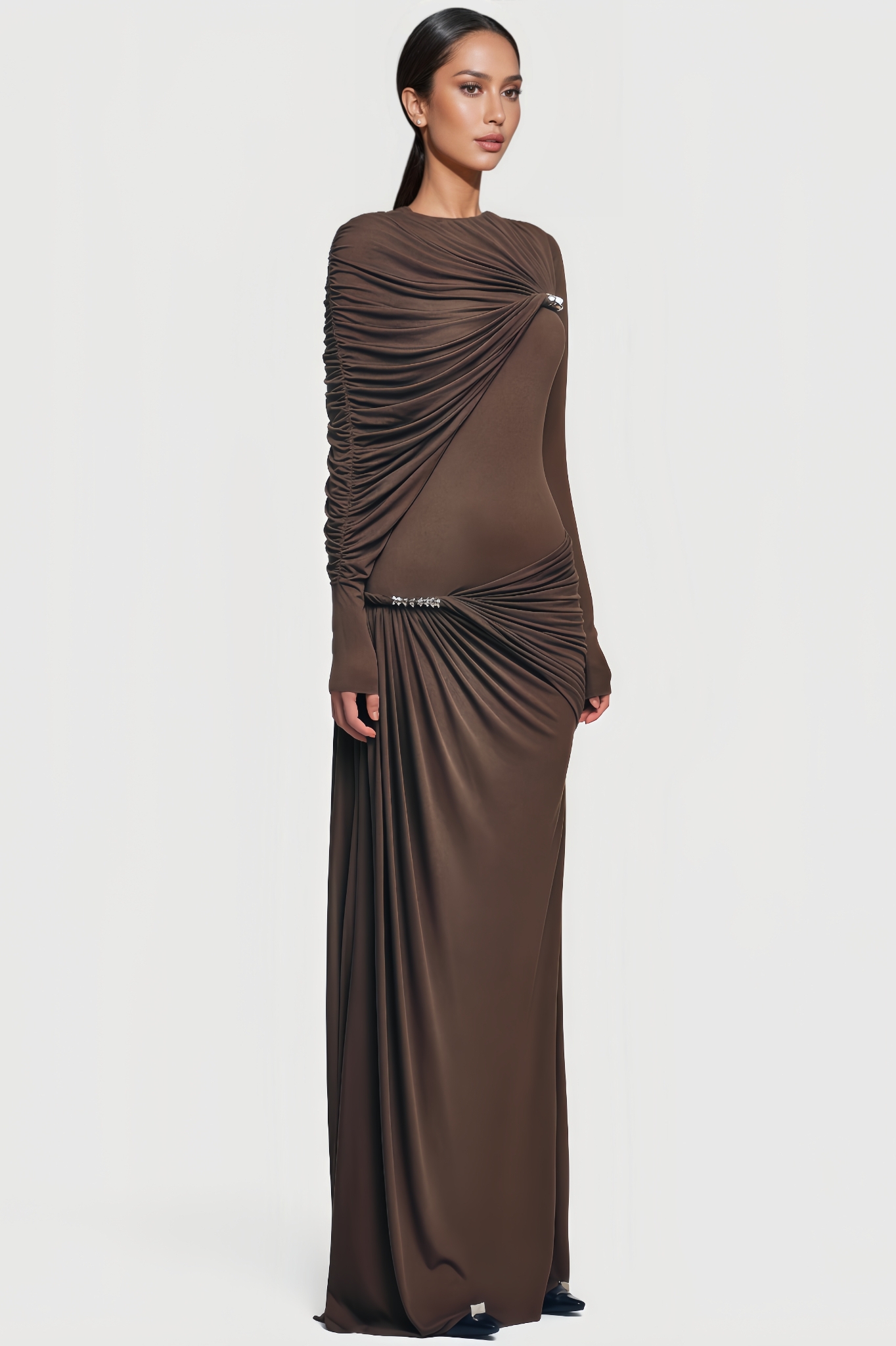 Dabney Waist-Cinched Midi Dress