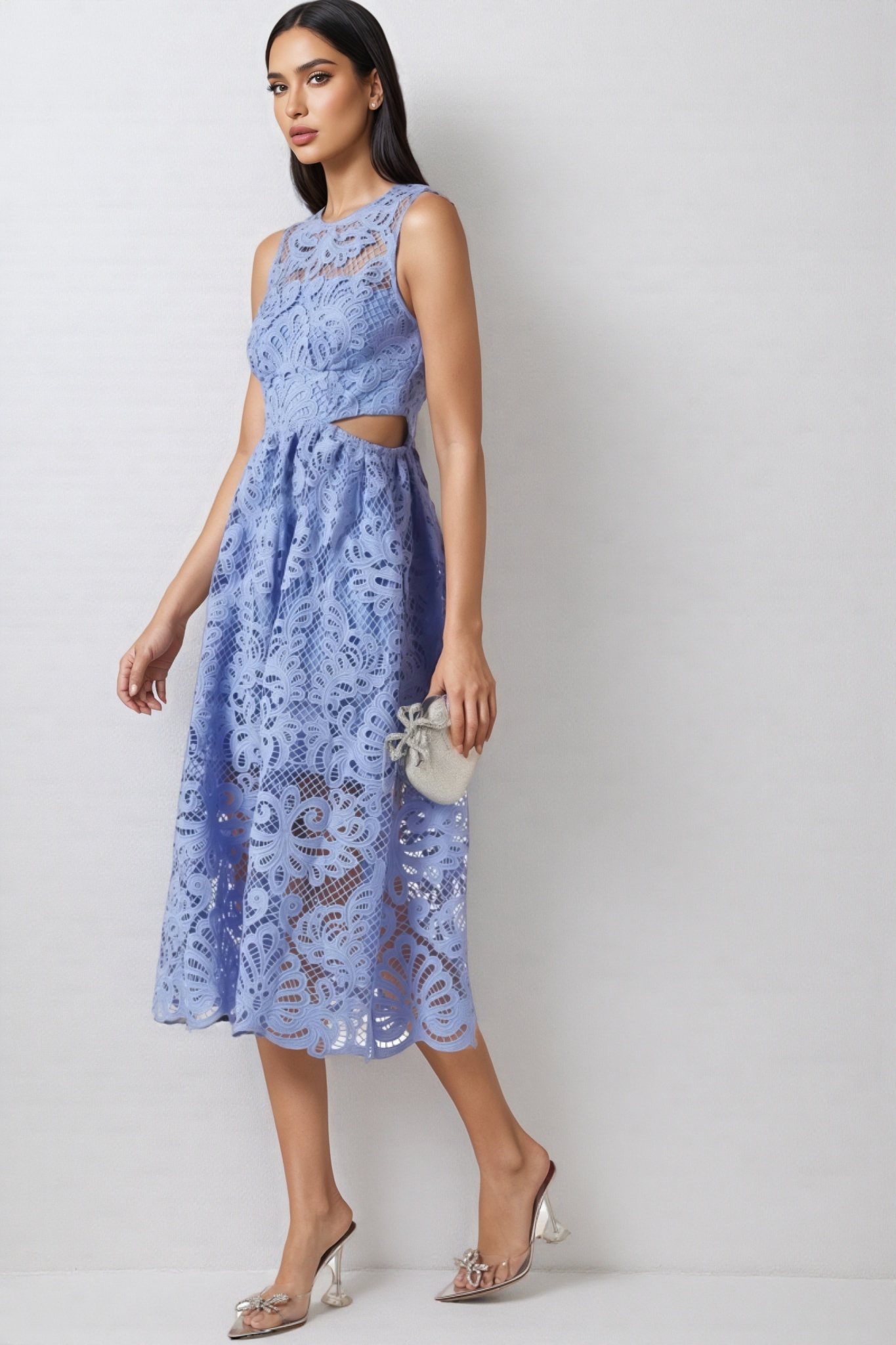 Martscn Cut-out Lace Midi Dress
