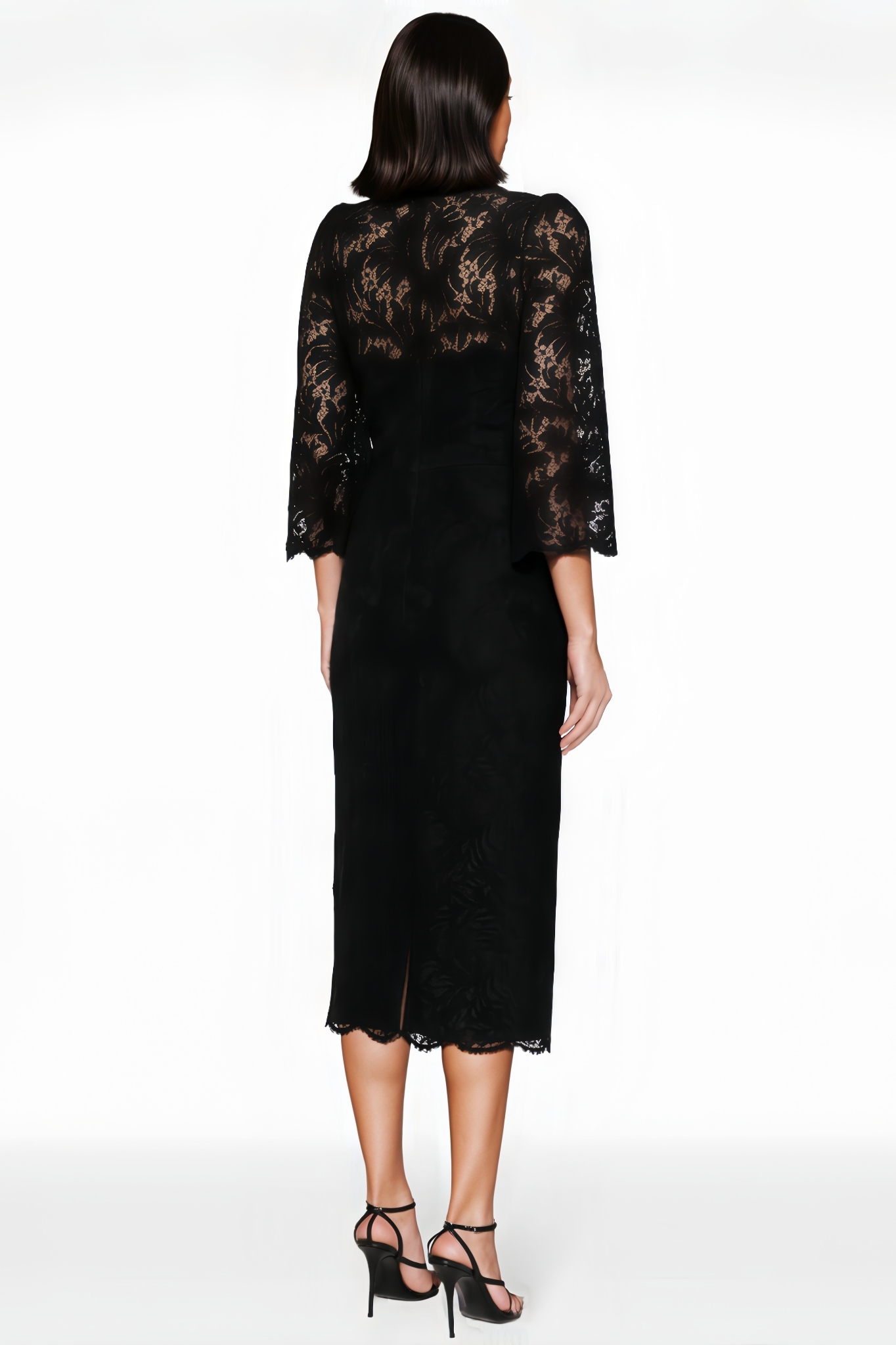Zashy Long-Sleeved Lace Midi Dress