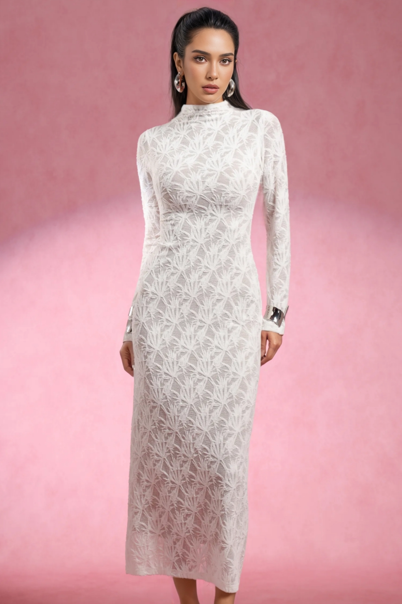 Eyola Long Sleeves Lace Maxi Dress