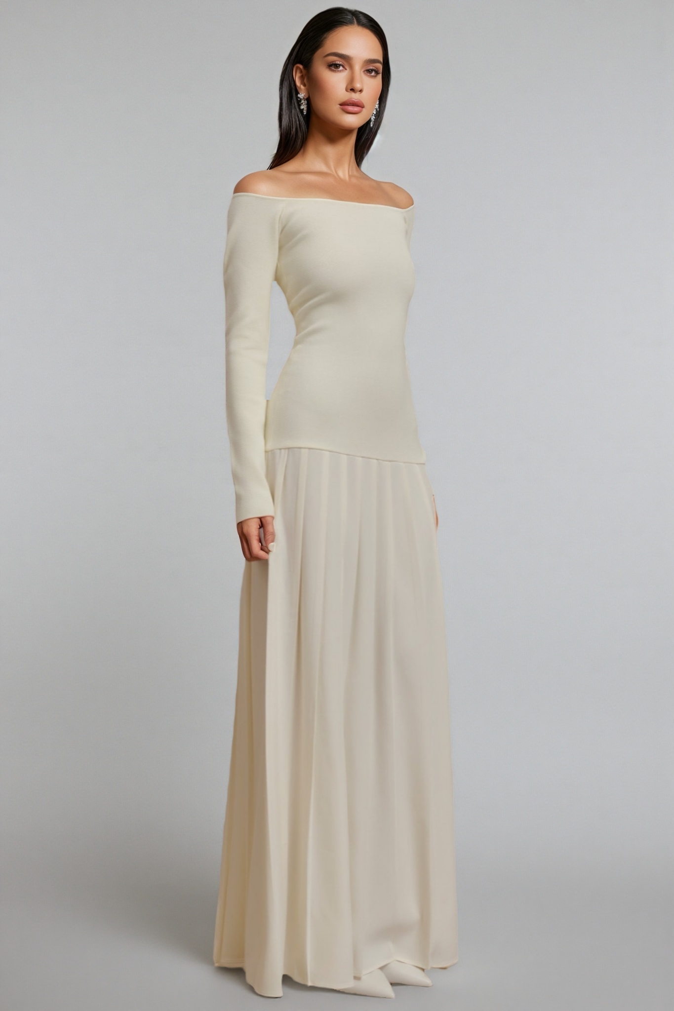 Waldend Knit Off Shoulder Maxi Dress