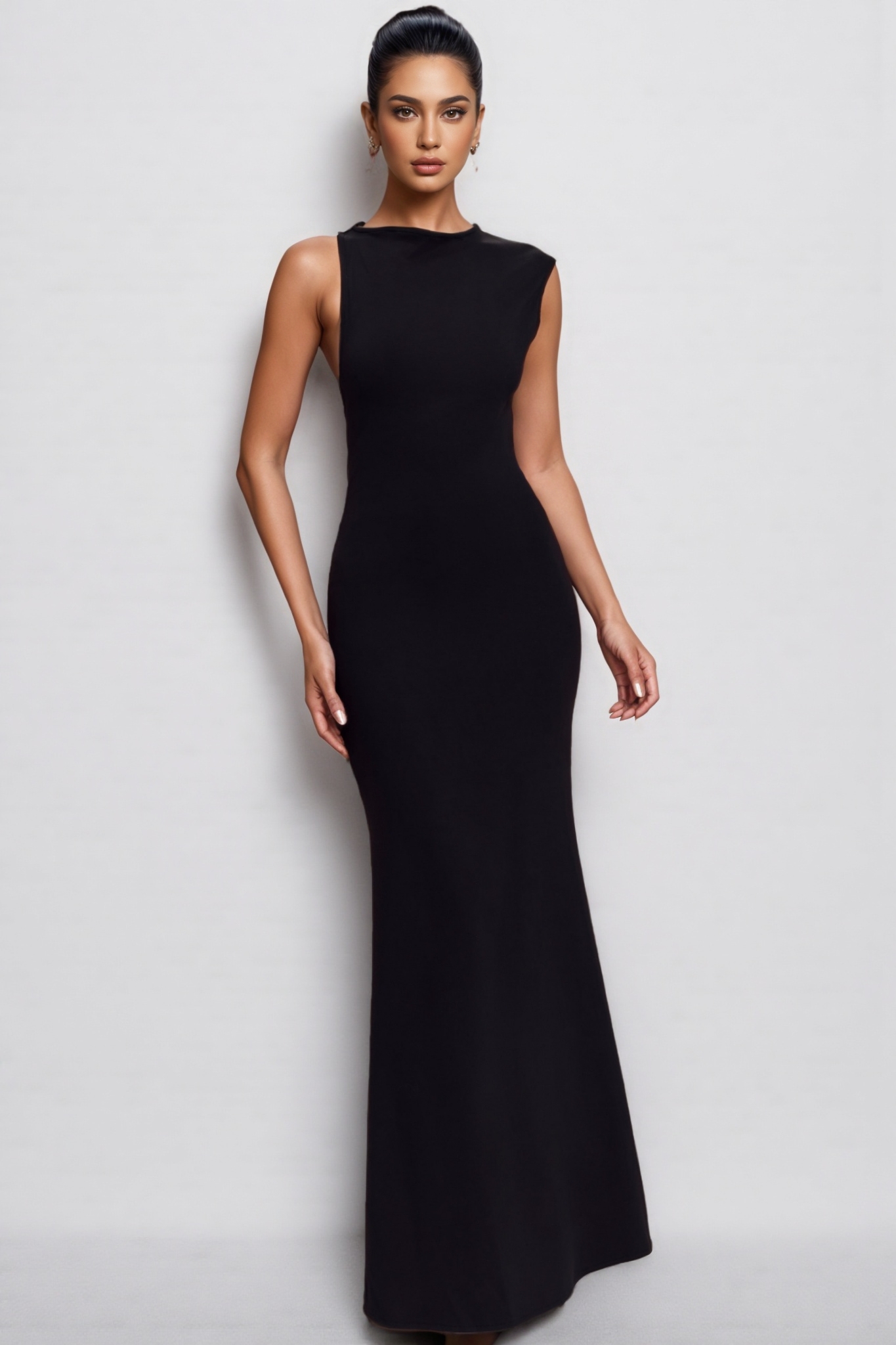 Jerema Black Jersey Cut Out Maxi Dress