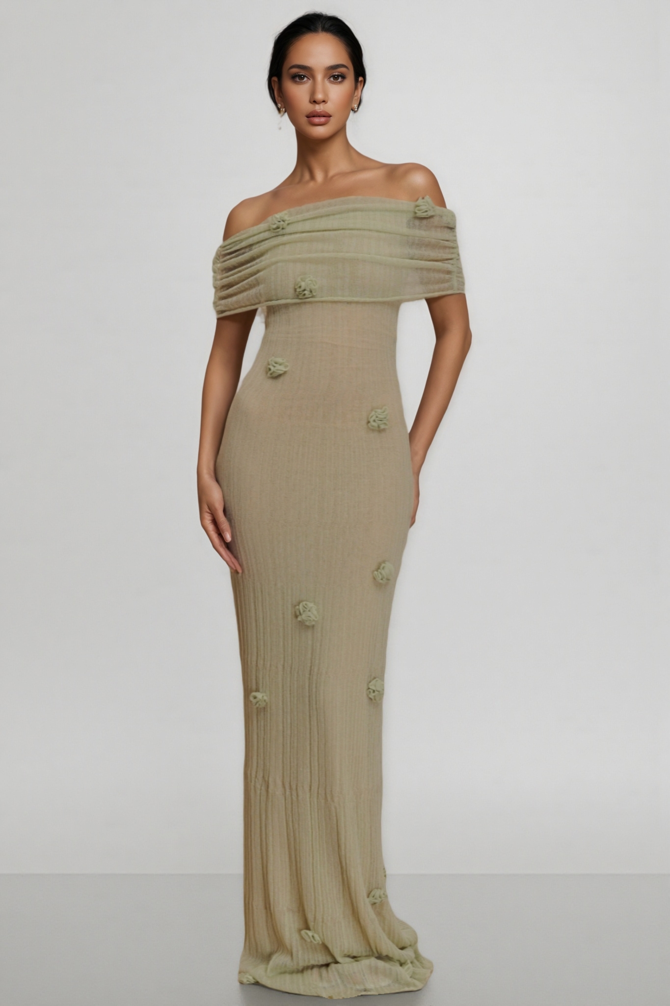 Ulrica Green Orchid Knit Maxi Dress