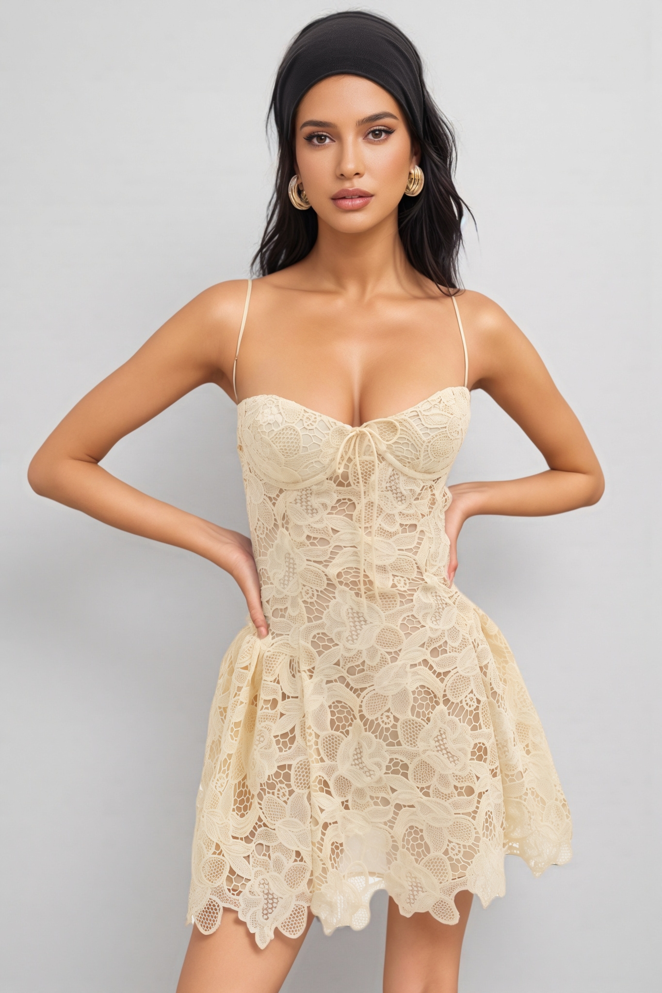 Kalvek Lace Sleeveless Mini Dress