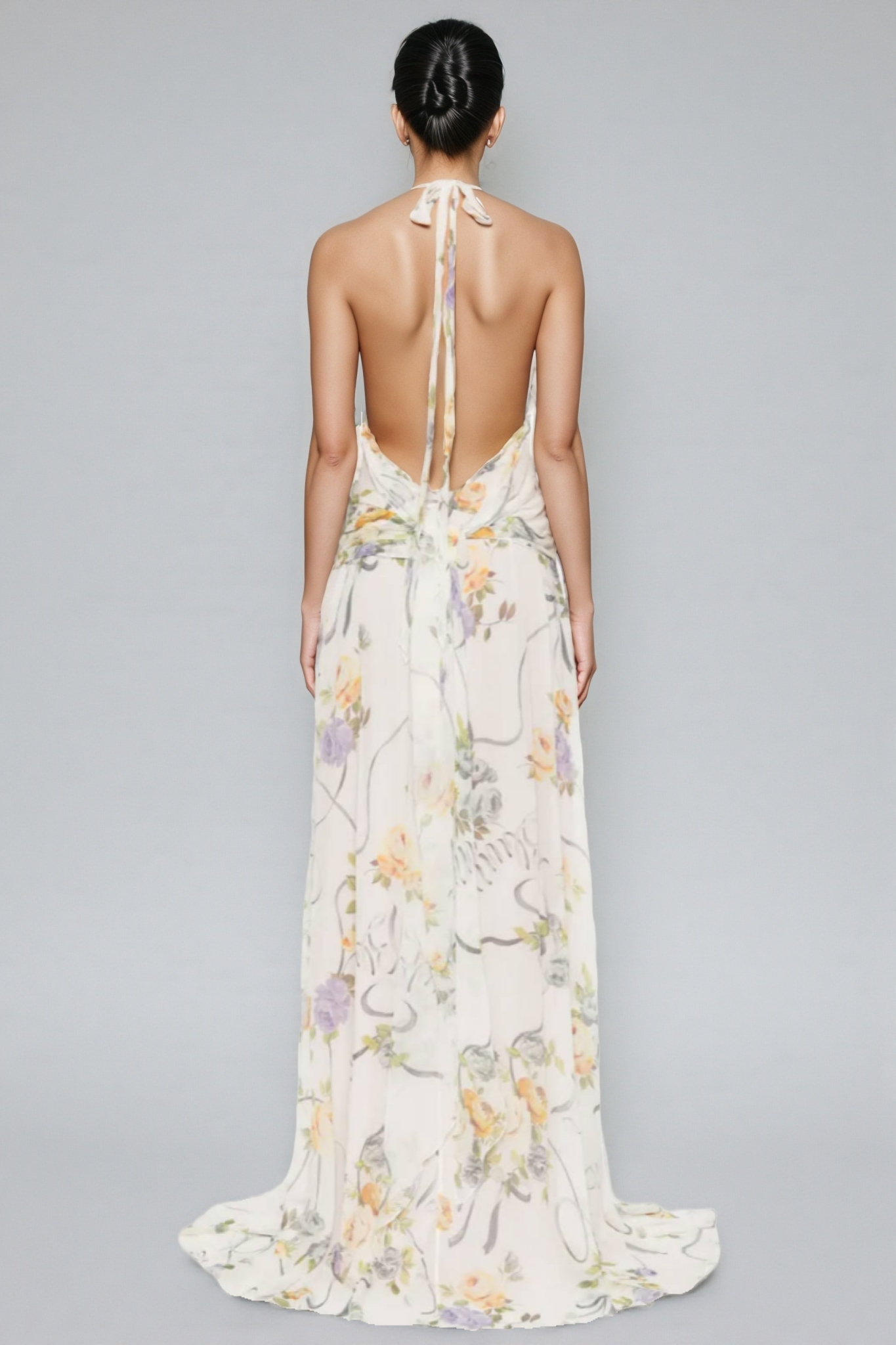 Umbek Floral Print Ruffle Maxi Dress