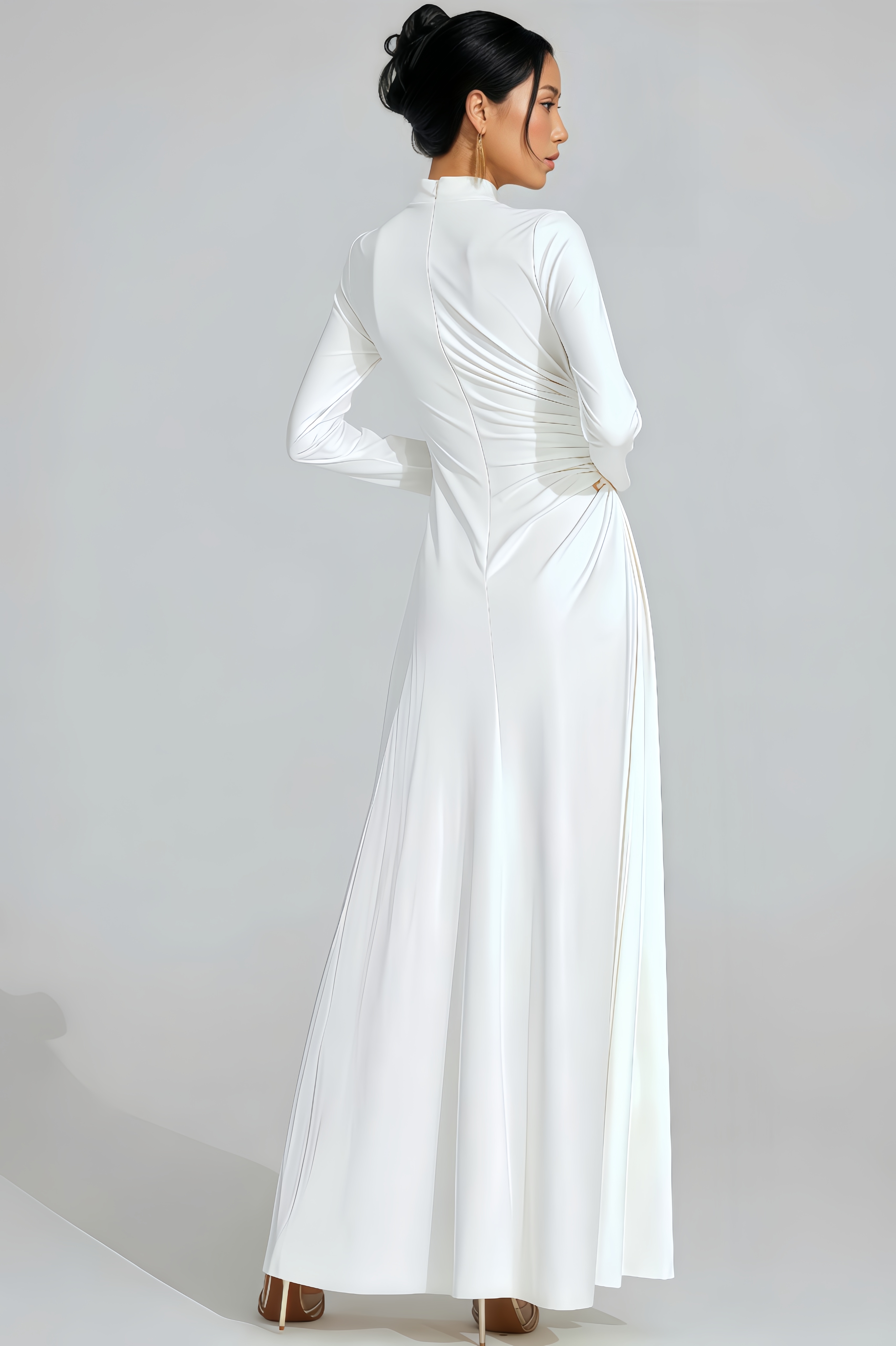 Sionp White High Slit Maxi Dress