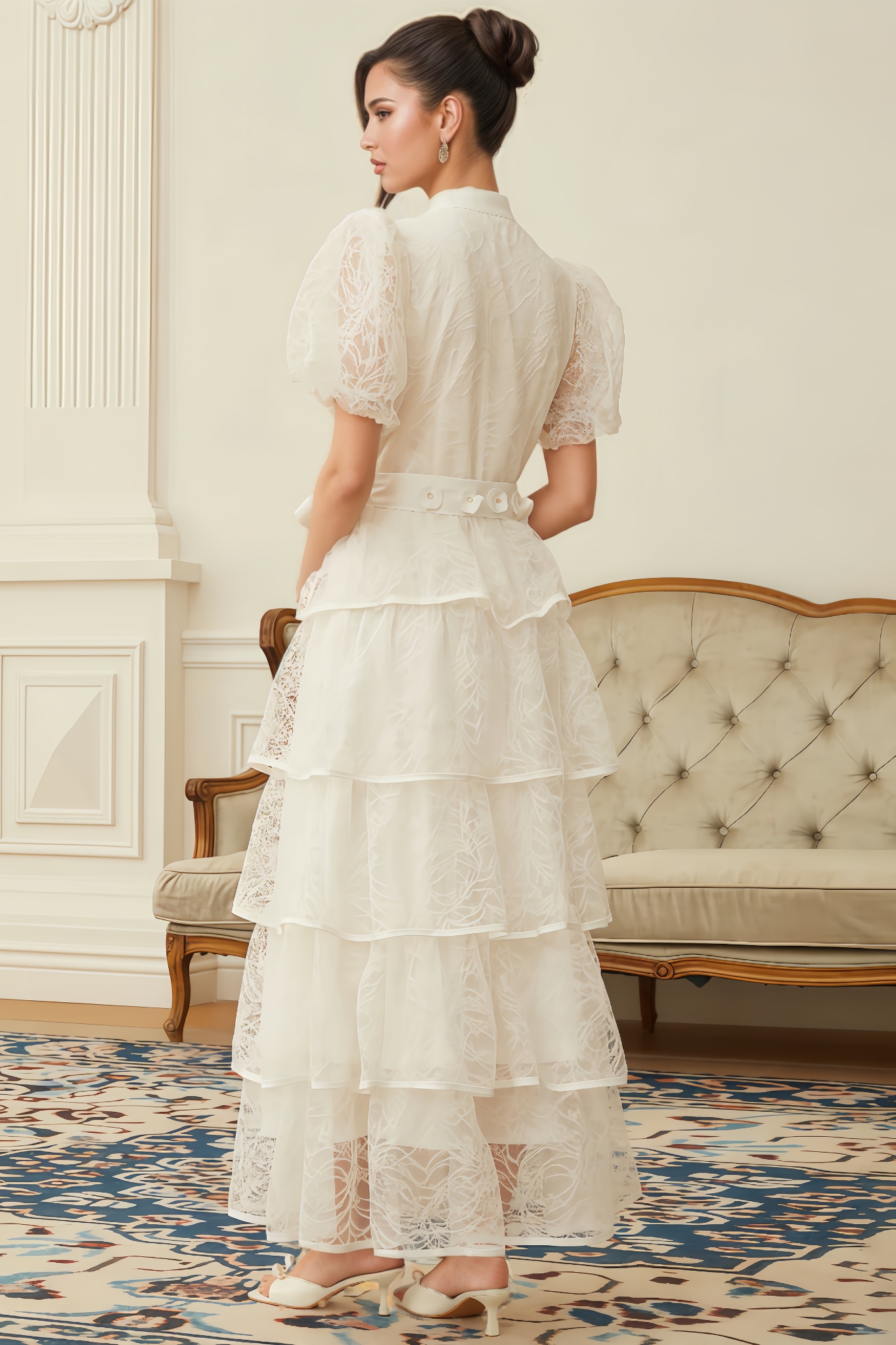 Niko Floral Lace Tiered Maxi Dress