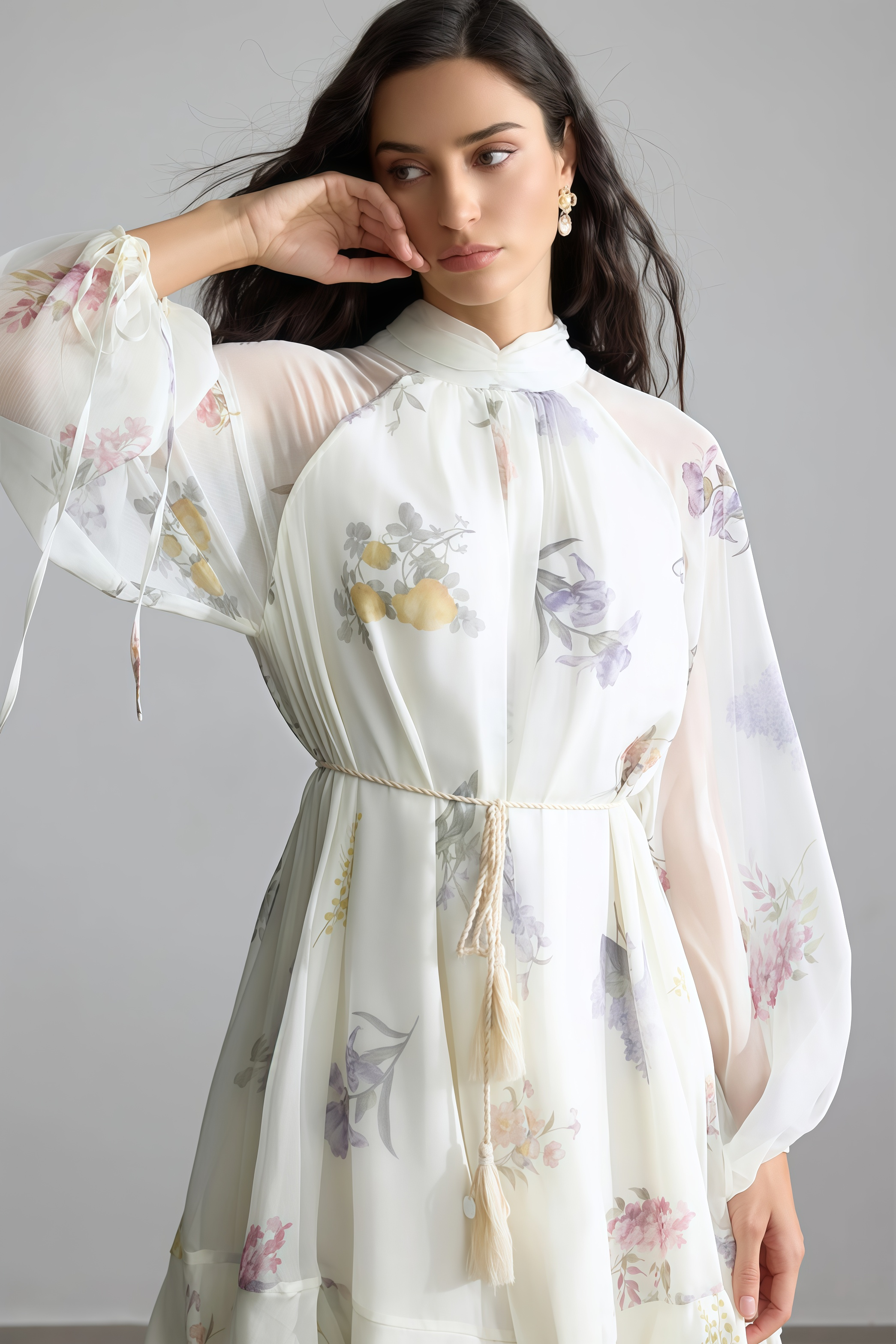 Rami Floral Print Puff Sleeve Maxi Dress