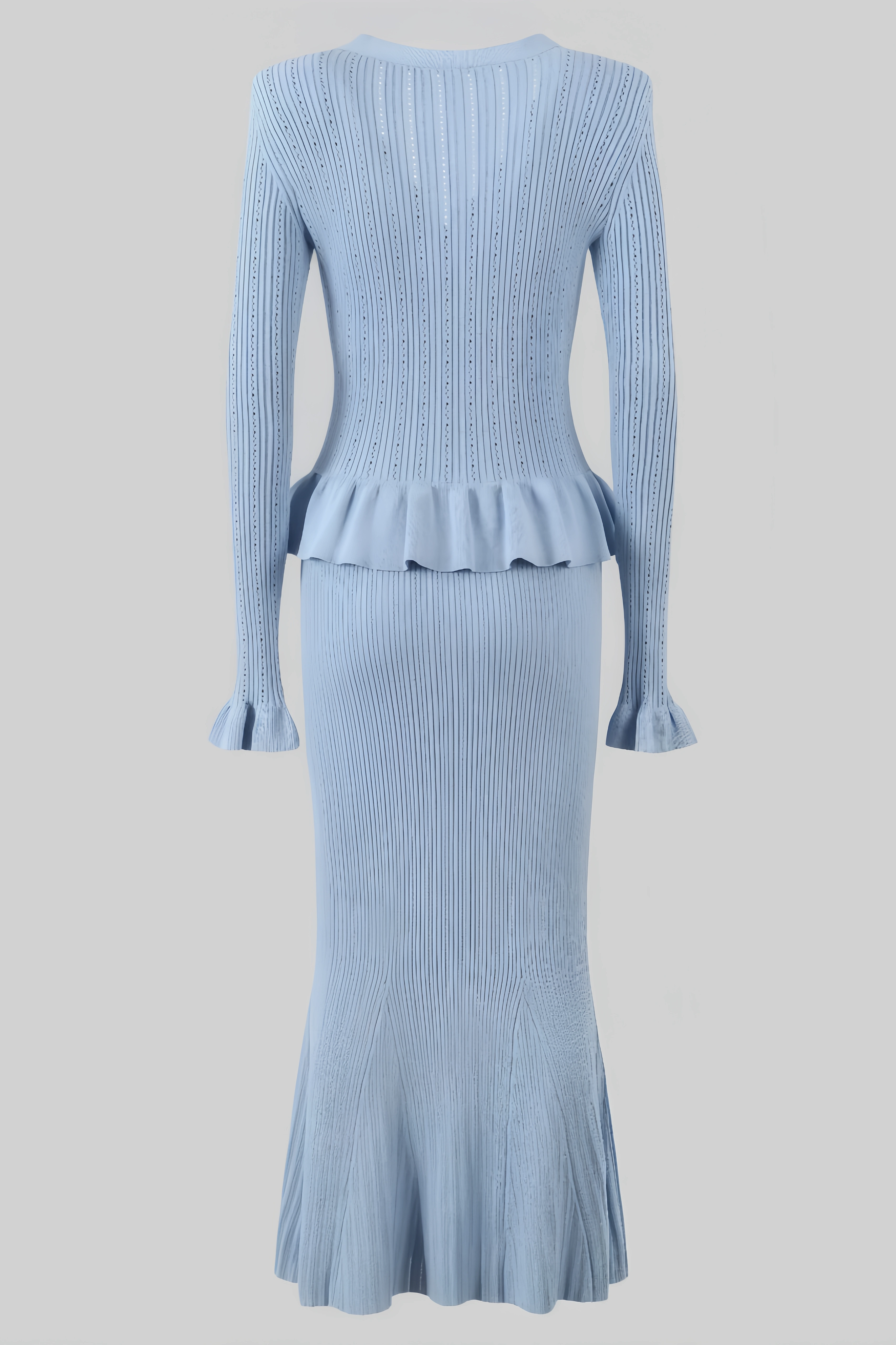 Miley Ruffled Jacket & Flared Skirt Knit Matching Set