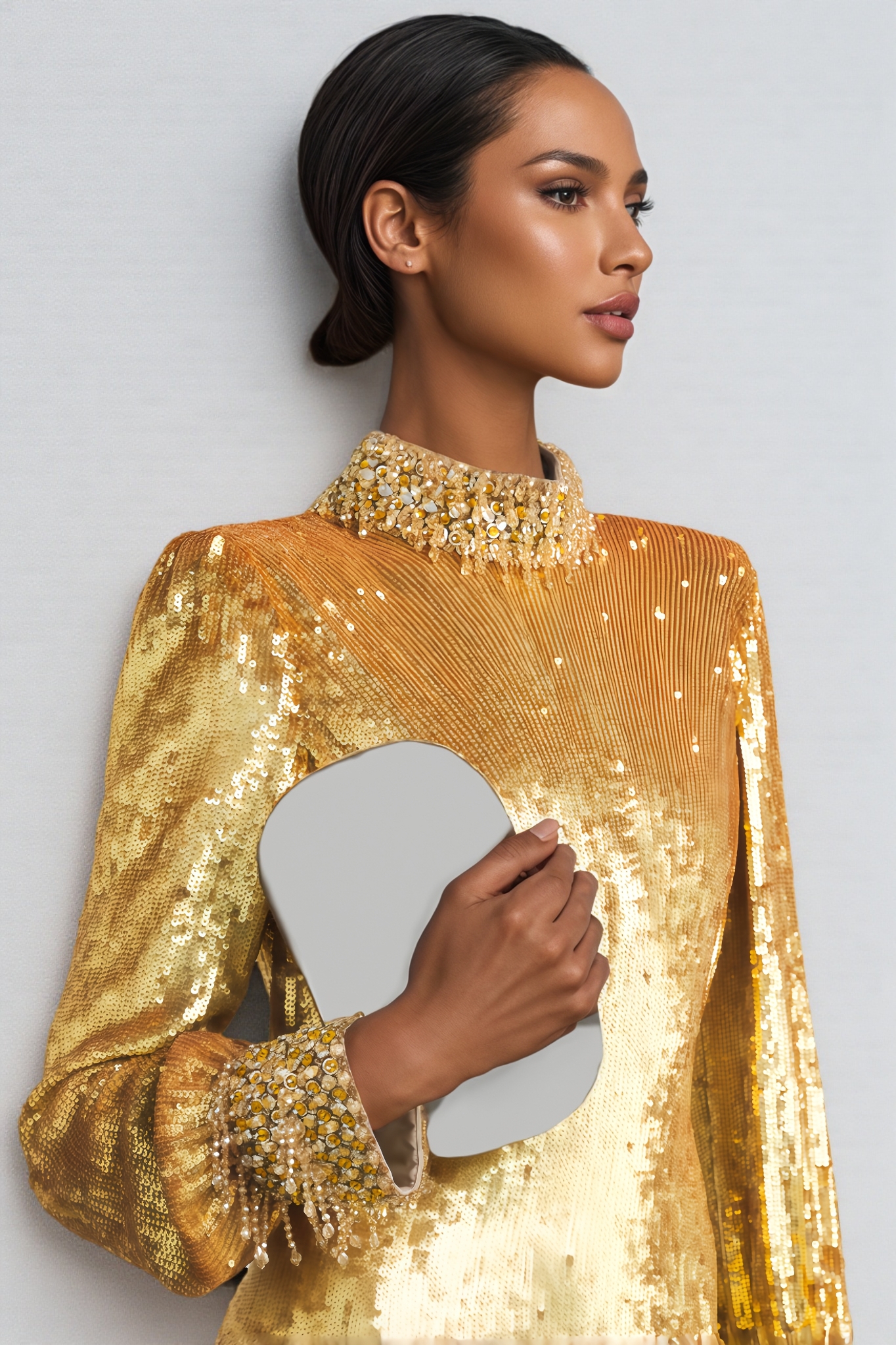 Xiacly Golden Sequin Maxi Dress