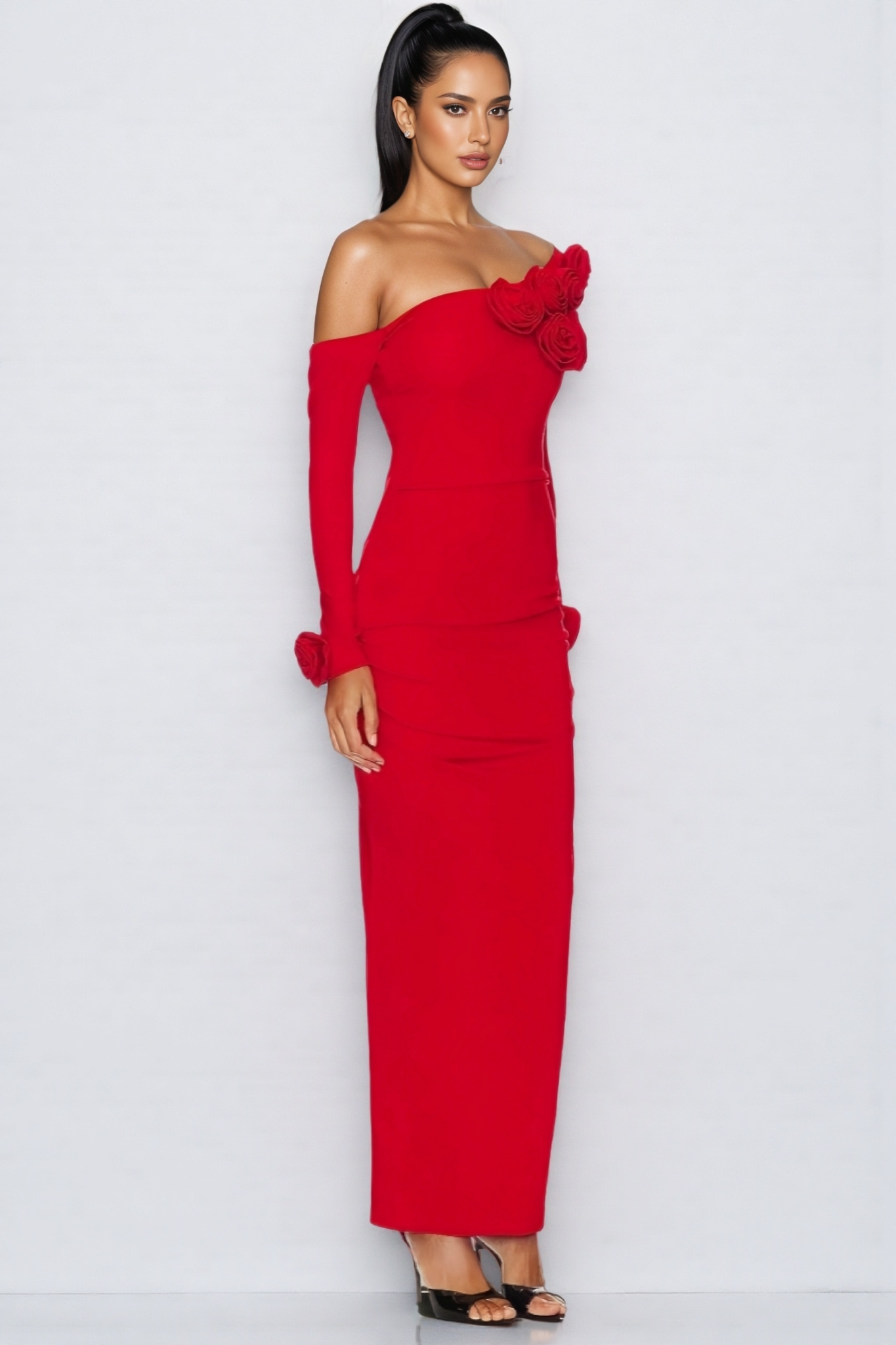 Isla 3D Floral Pleated Maxi Dress