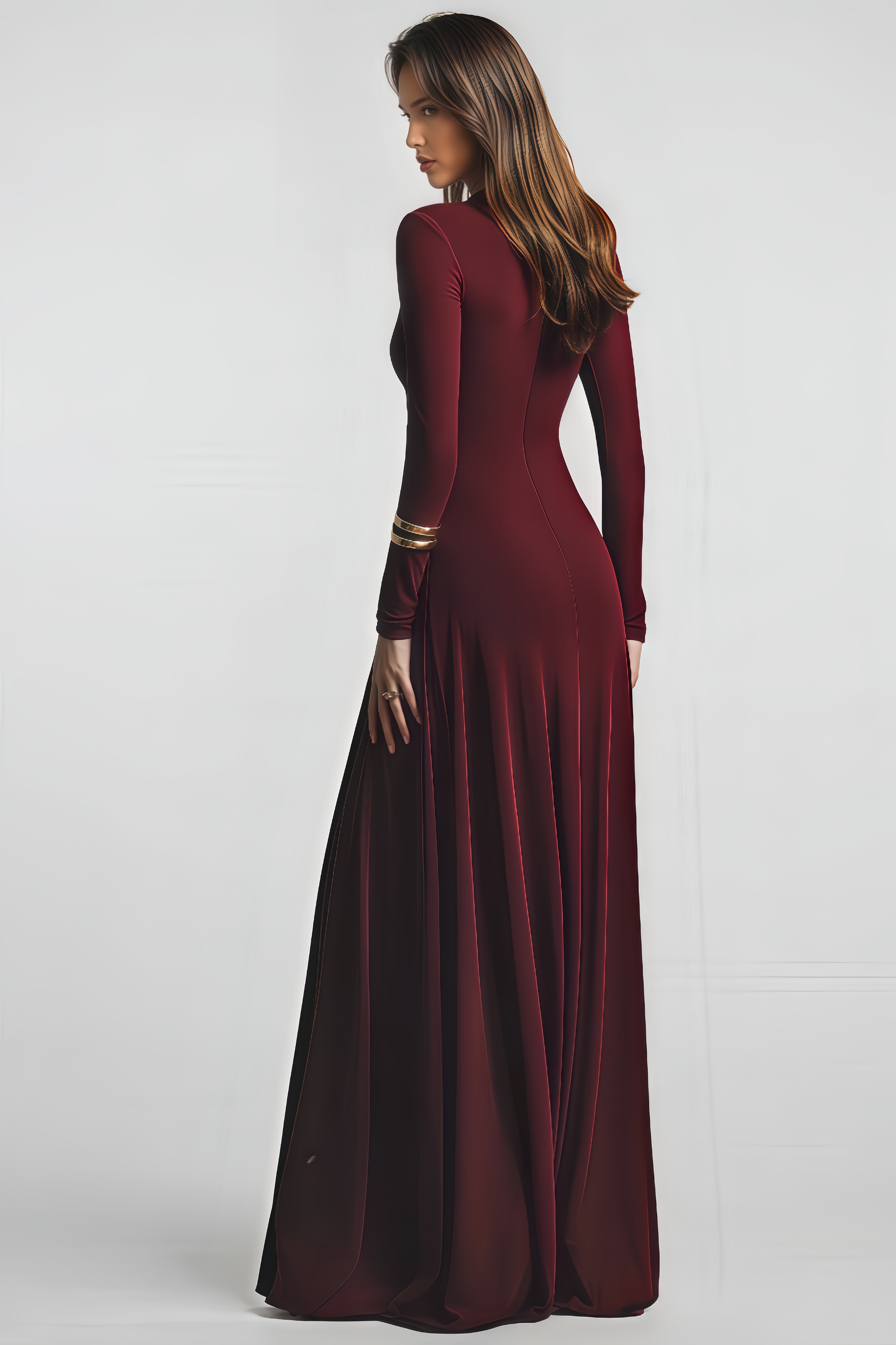 Viera Asymmetric Long sleeve Maxi Dress