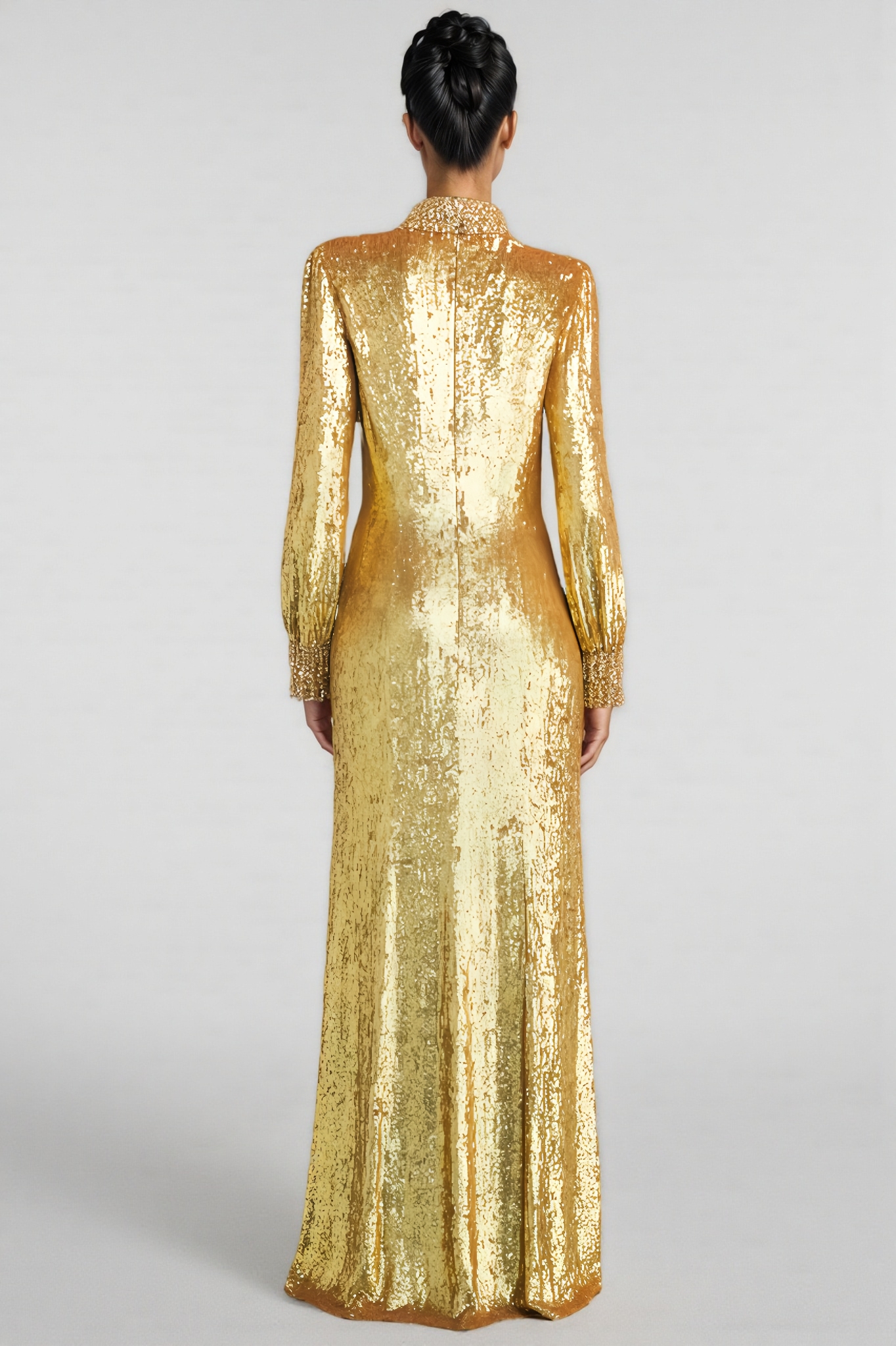 Xiacly Golden Sequin Maxi Dress