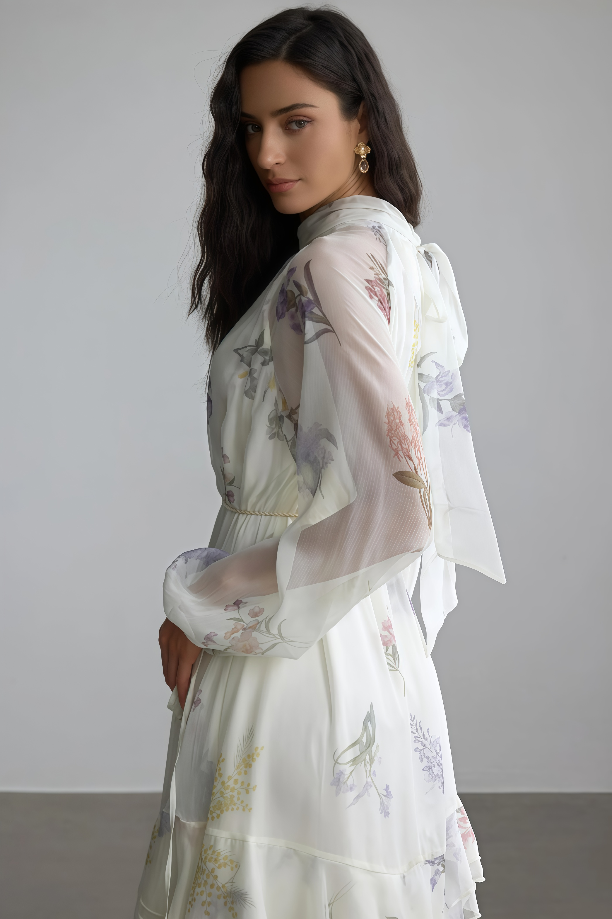 Rami Floral Print Puff Sleeve Maxi Dress