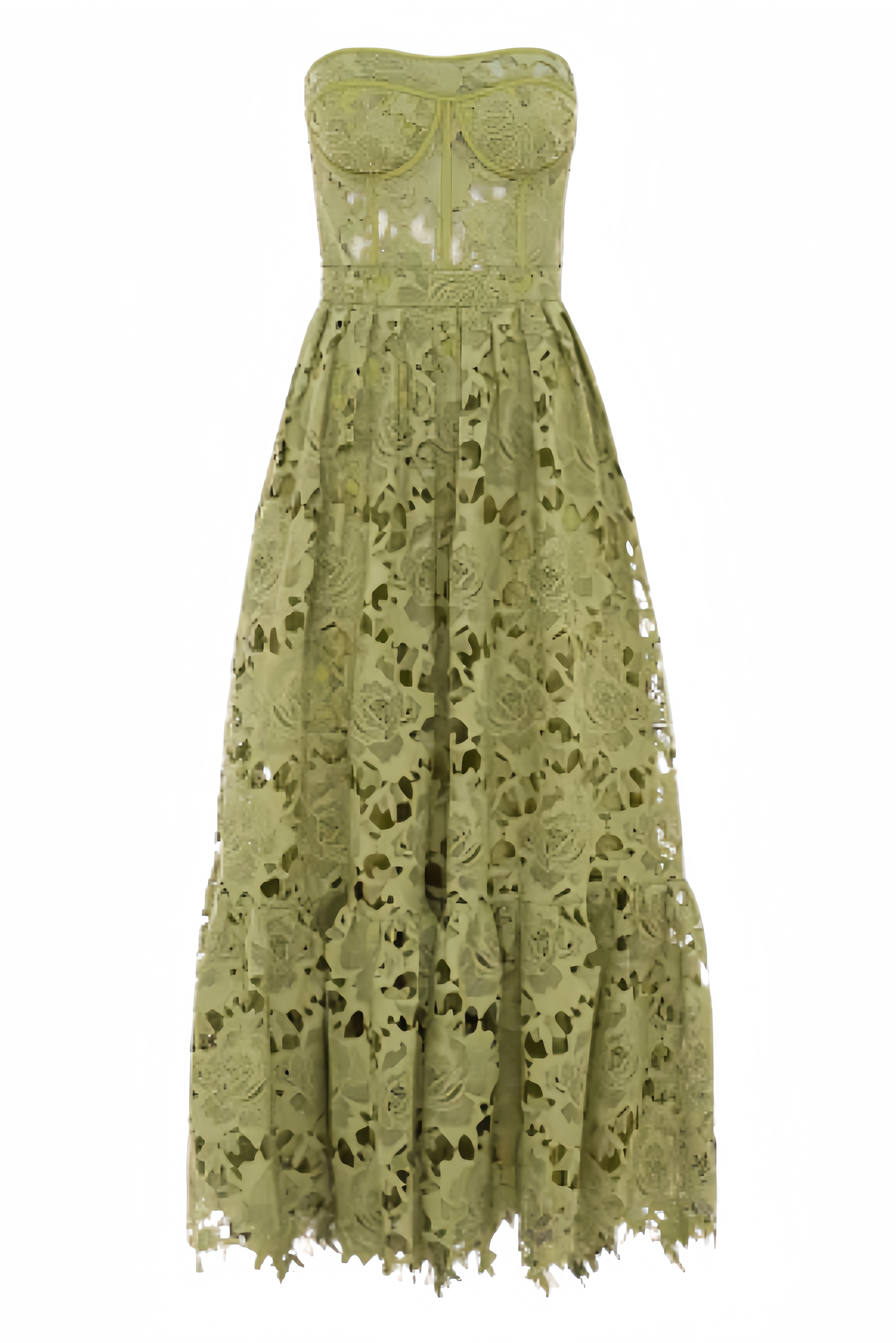 Nashira Green Embroidered Cutout Maxi Dress