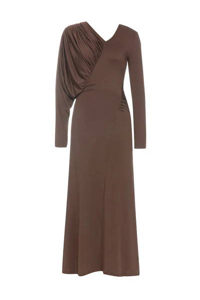 Soraya V-neck Brown Maxi Dress