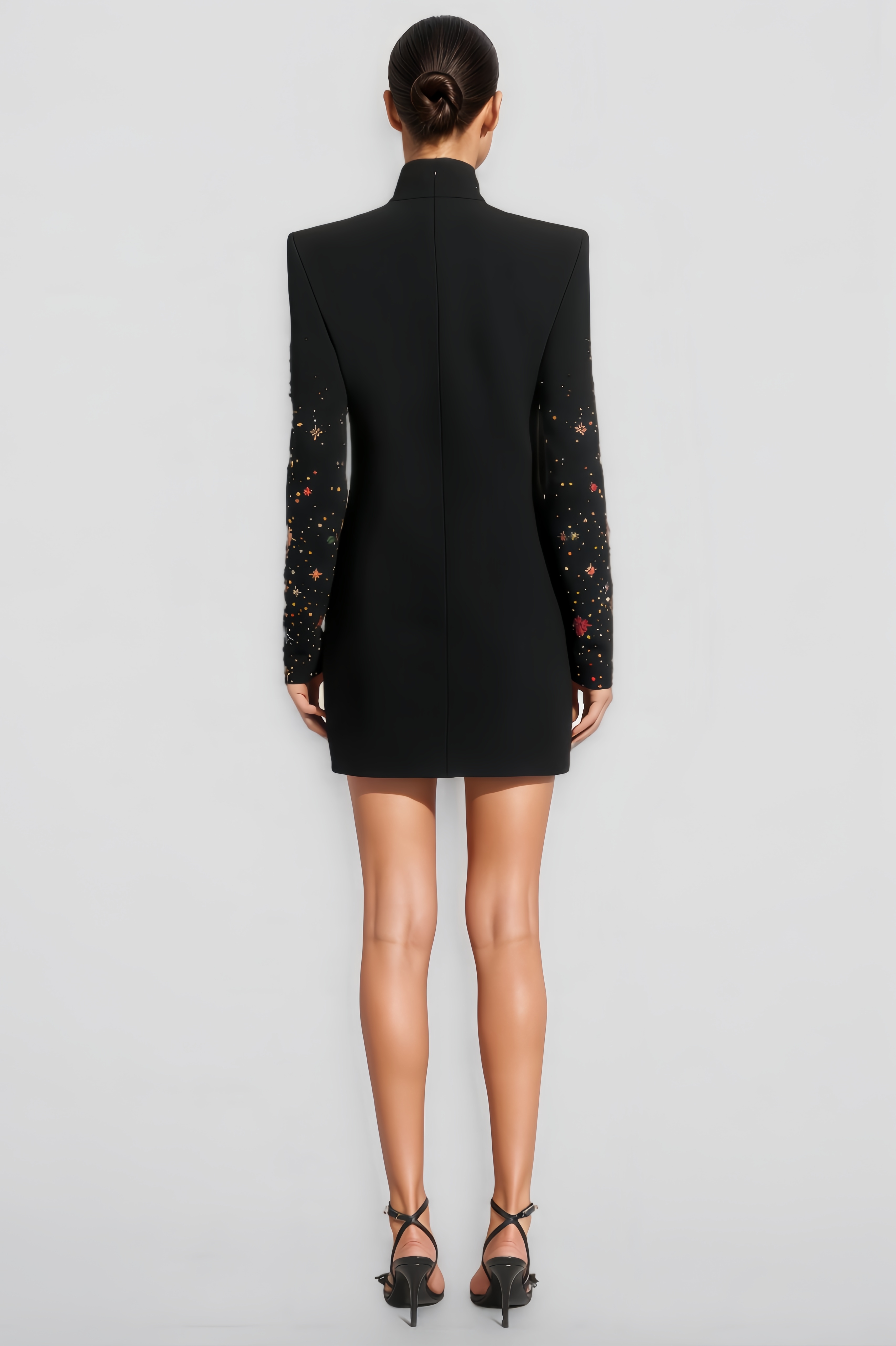 Marge Diamond-Encrusted Long-Sleeved Mini Dress