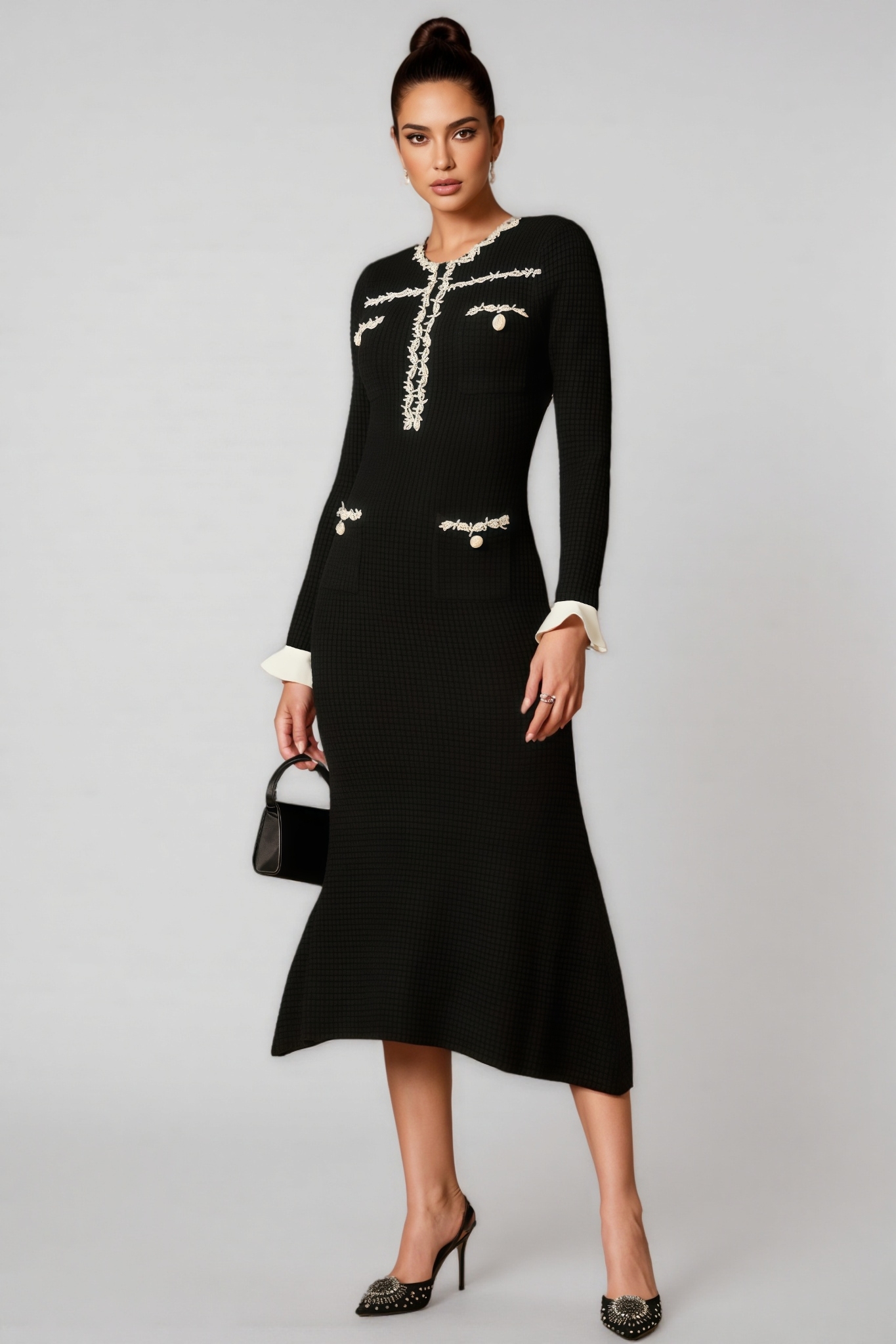 Eero Pearl-Embroidered Midi Dress