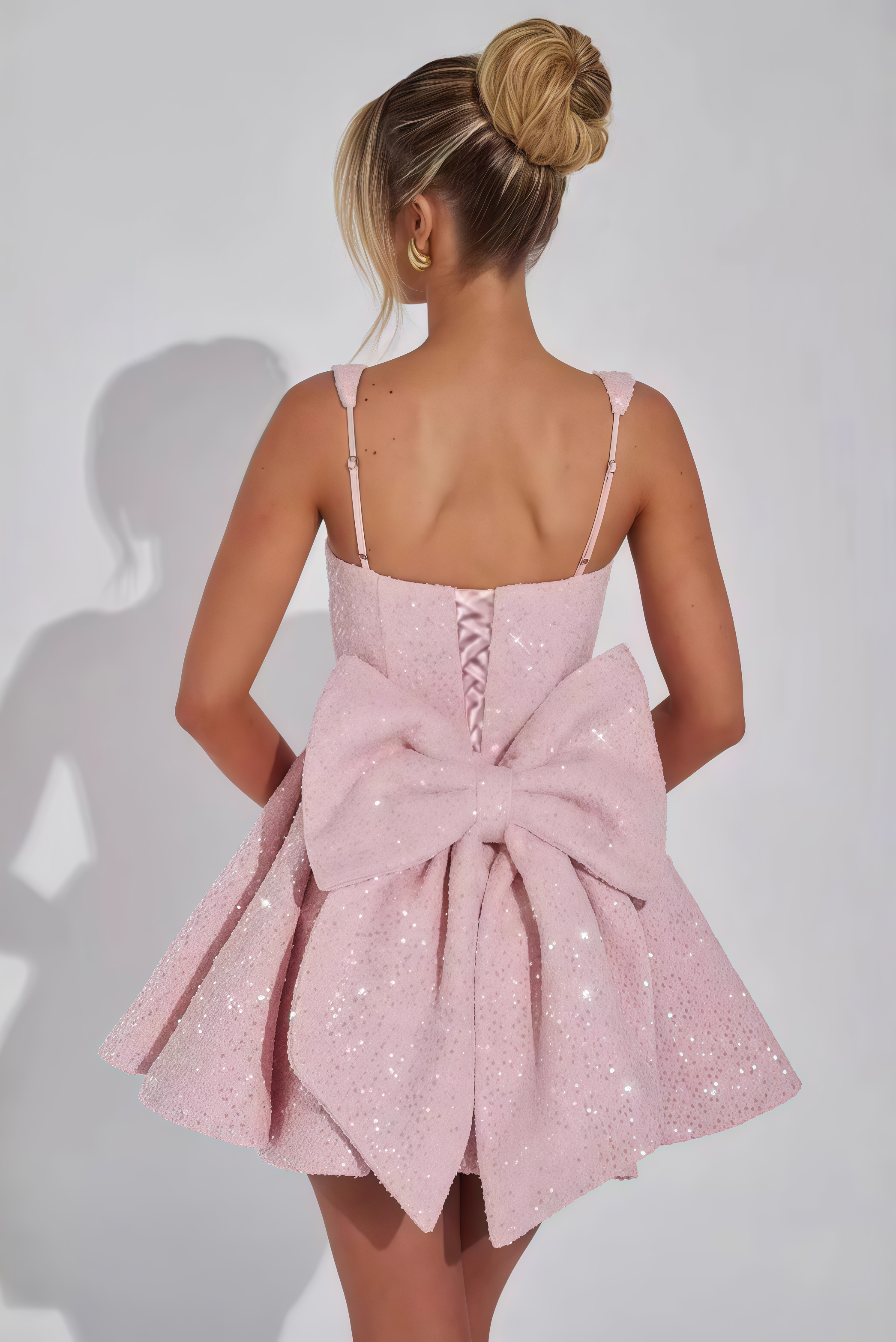 Brice Pink Big Bow Mini Dress
