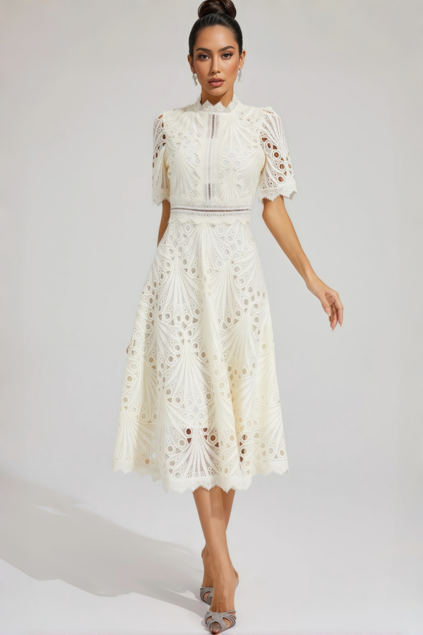 Debors White Cut Out Midi Dress