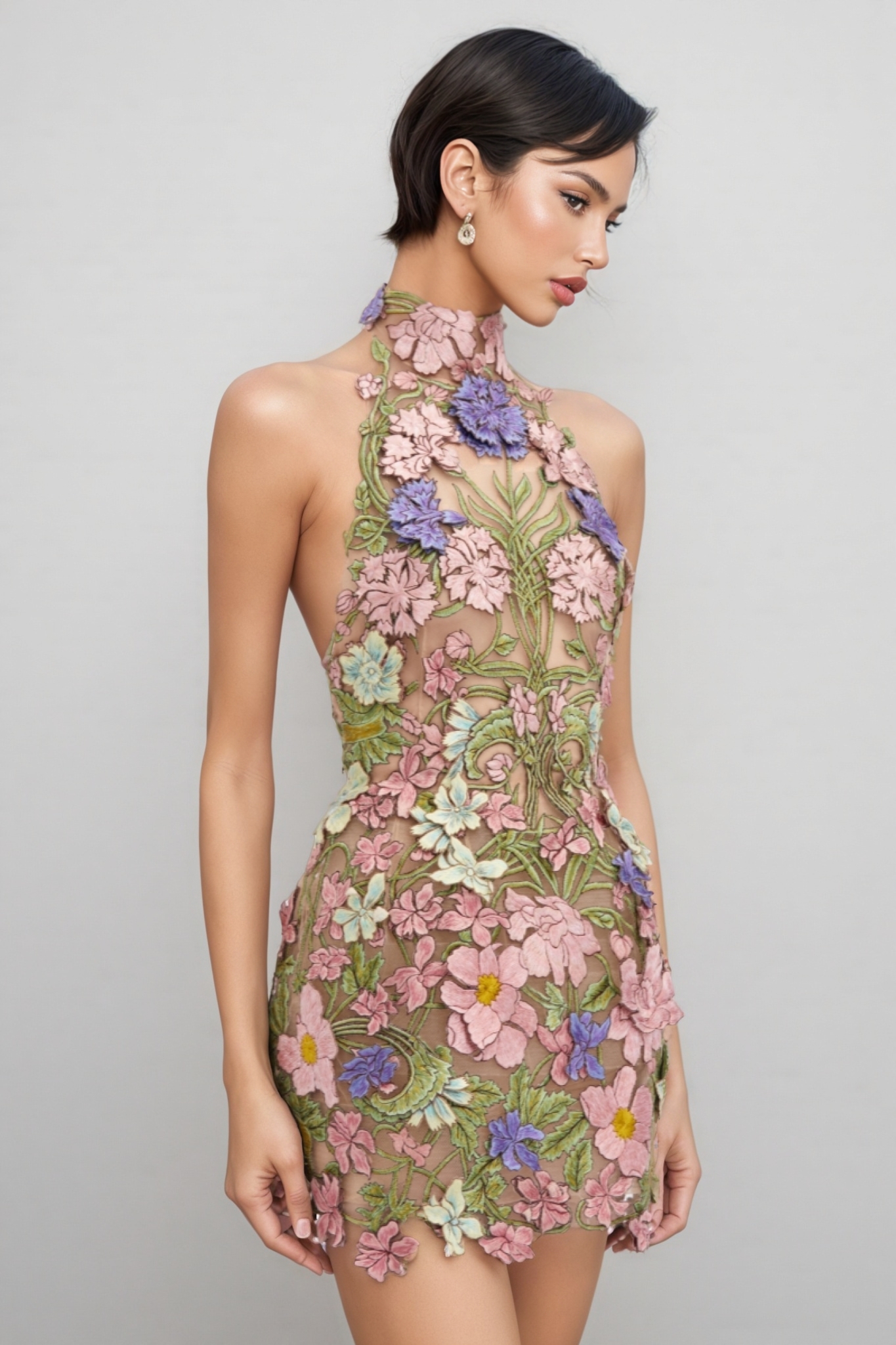 Gloria Embroidered Floral Mini Dress