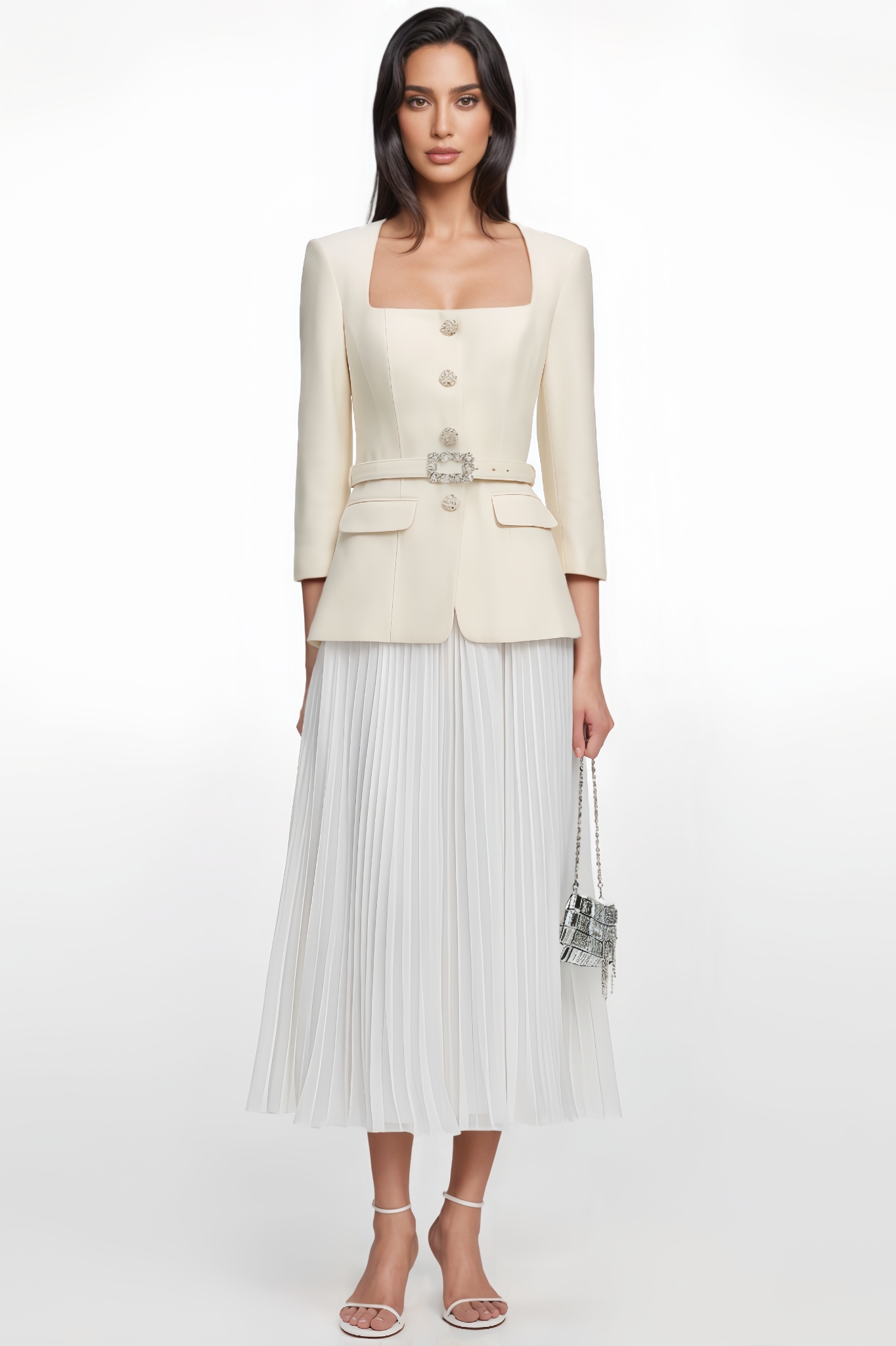 Kila Long Sleeve Chiffon Midi Dress