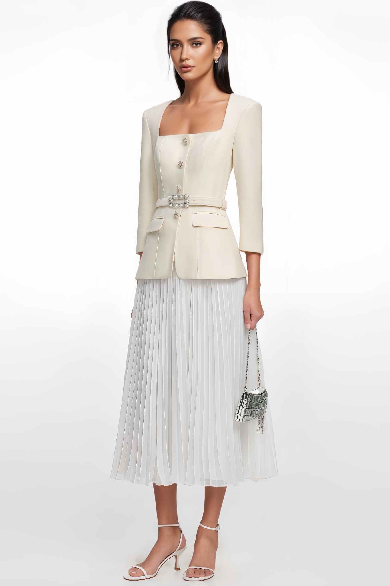 Kila Long Sleeve Chiffon Midi Dress