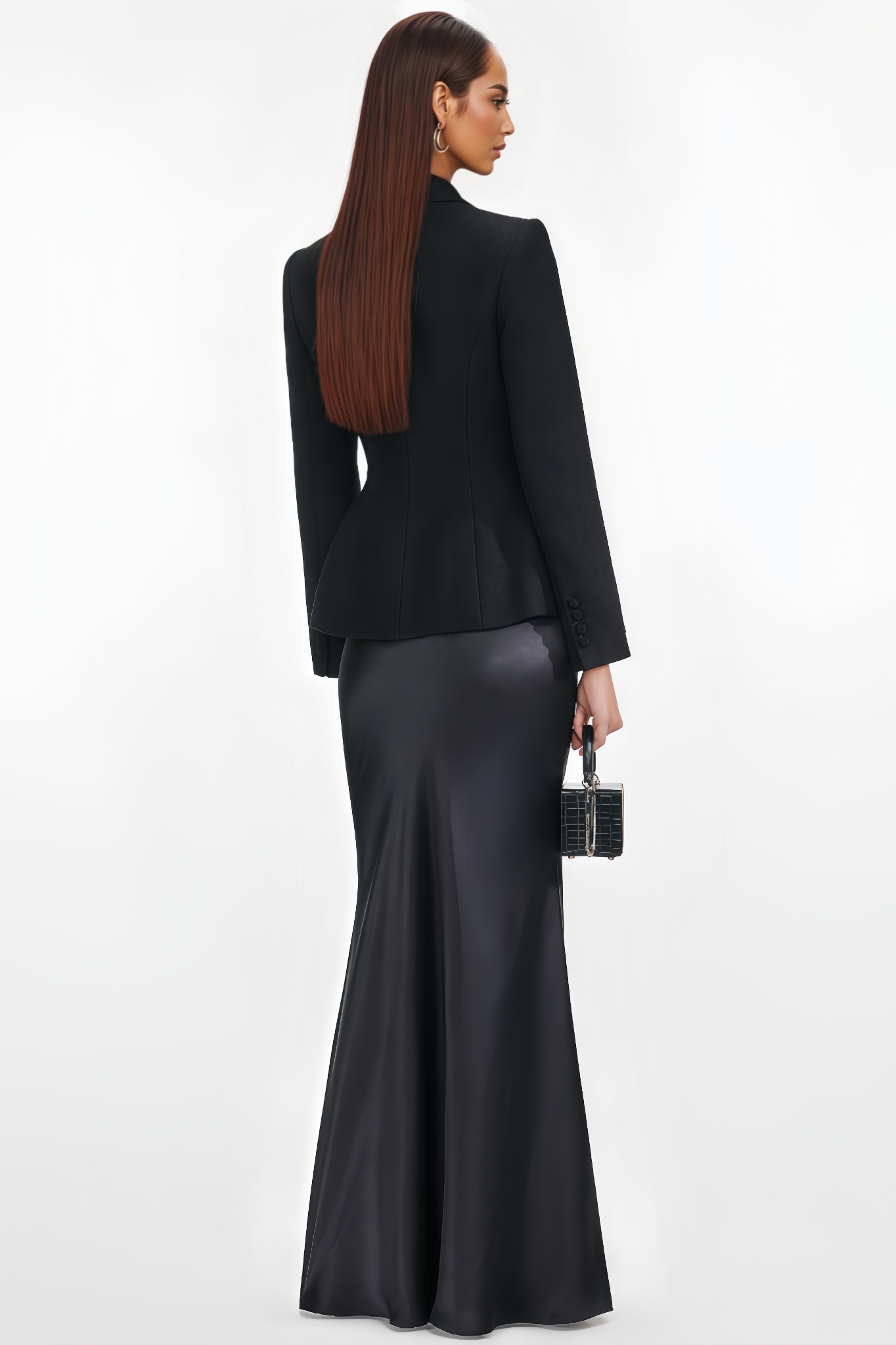 Yuna Black Tailored Boucle Maxi Dress