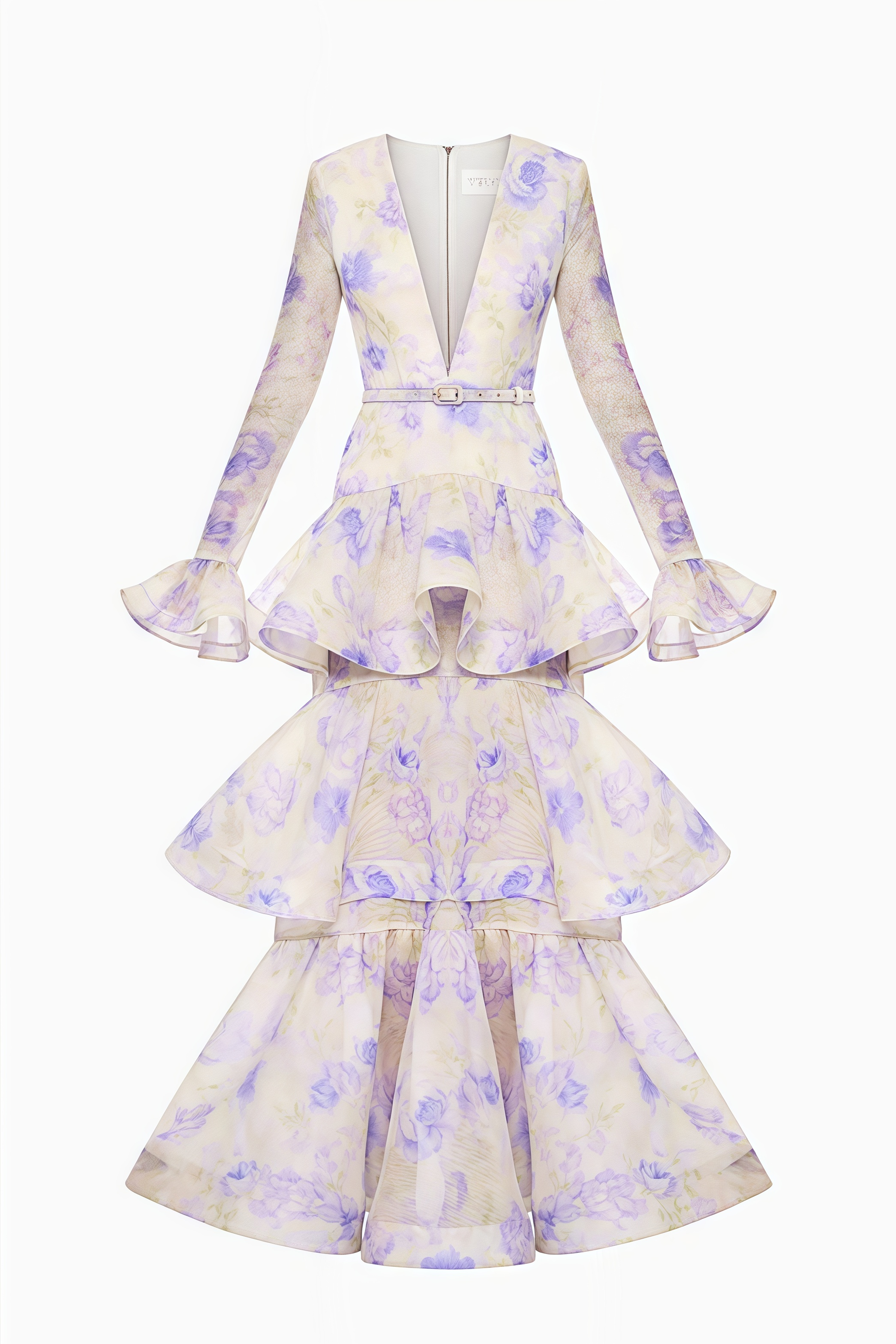 Olenf V-neck Printed Cake Maxi Dress