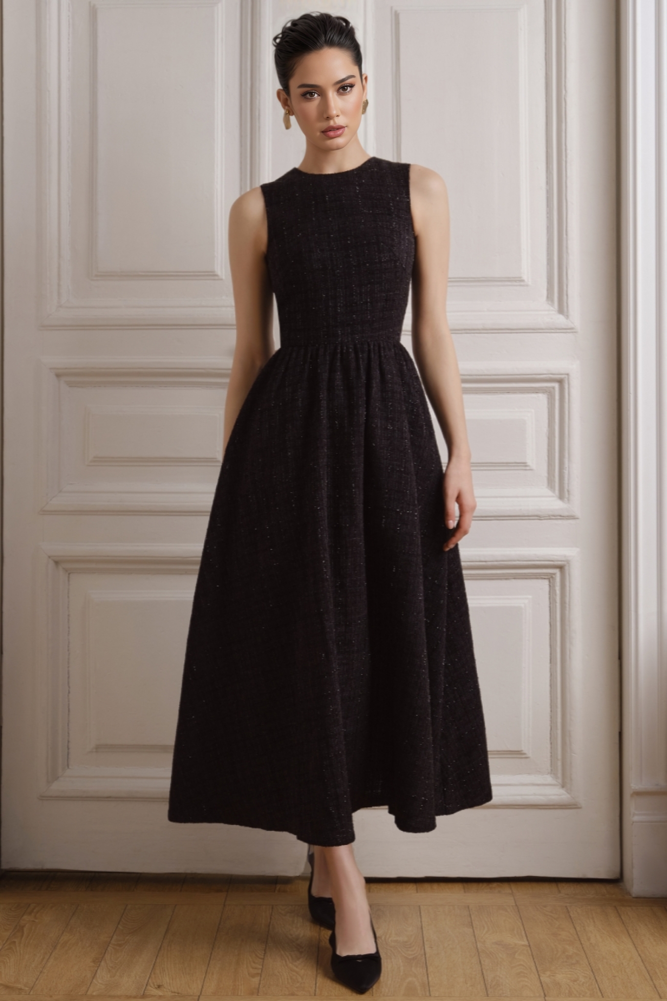 Jasod Black Small Fragrance Maxi Dress 